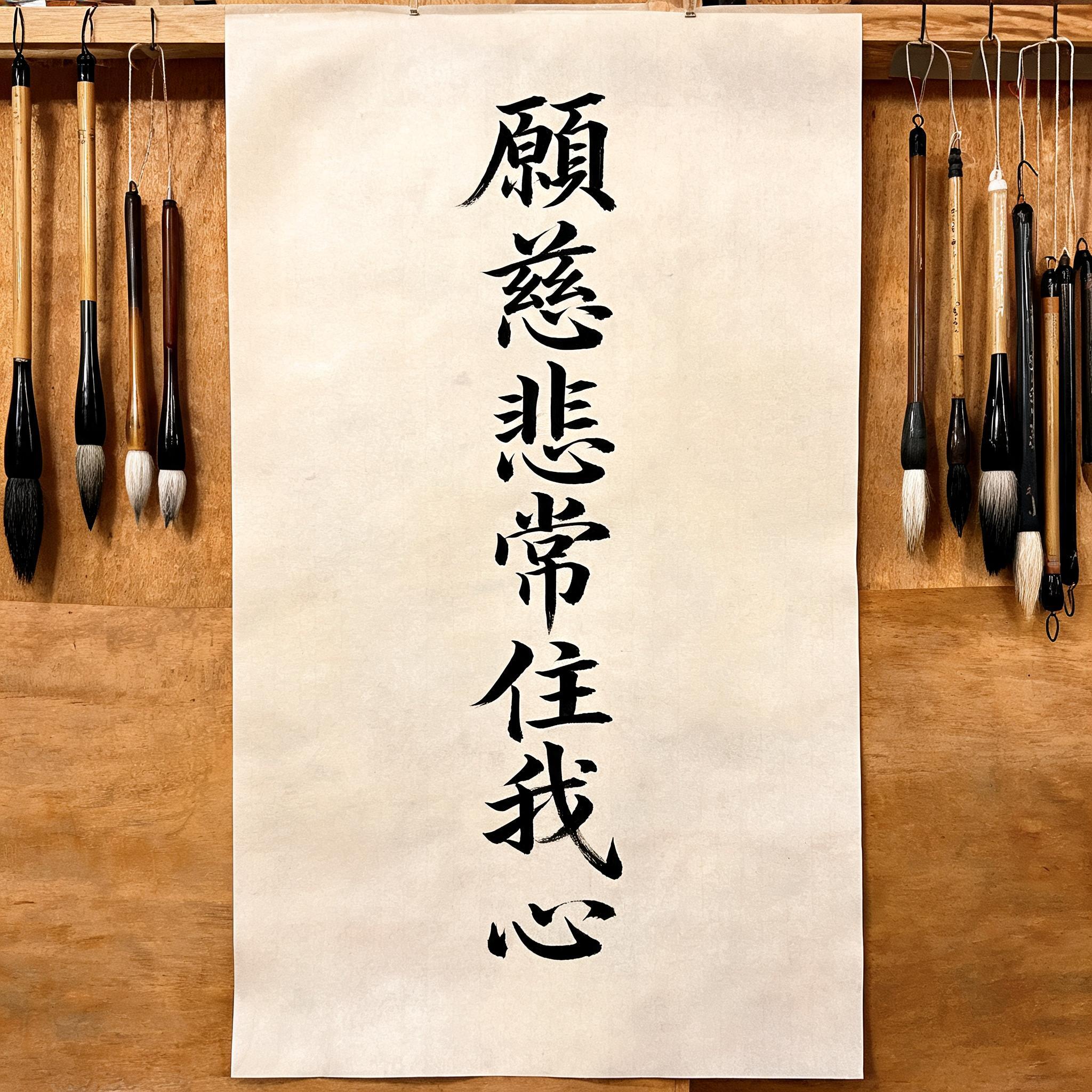 "願慈悲常住我心" — Brush Chinese Ink | AI Text Effect Generator