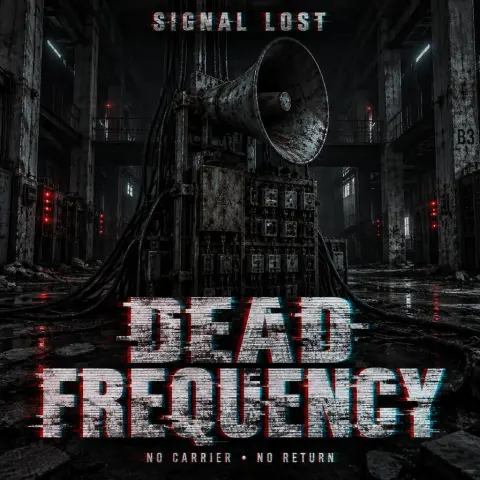 "DEAD FREQUENCY
SIGNAL LOST
NO CARRIER • NO RETURN" — Glitch text effect