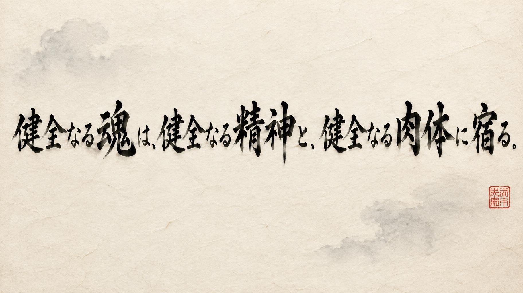 "健全なる魂は、健全なる精神と、健全なる肉体に宿る." — Brush Japanese Ink | AI Text Effect Generator