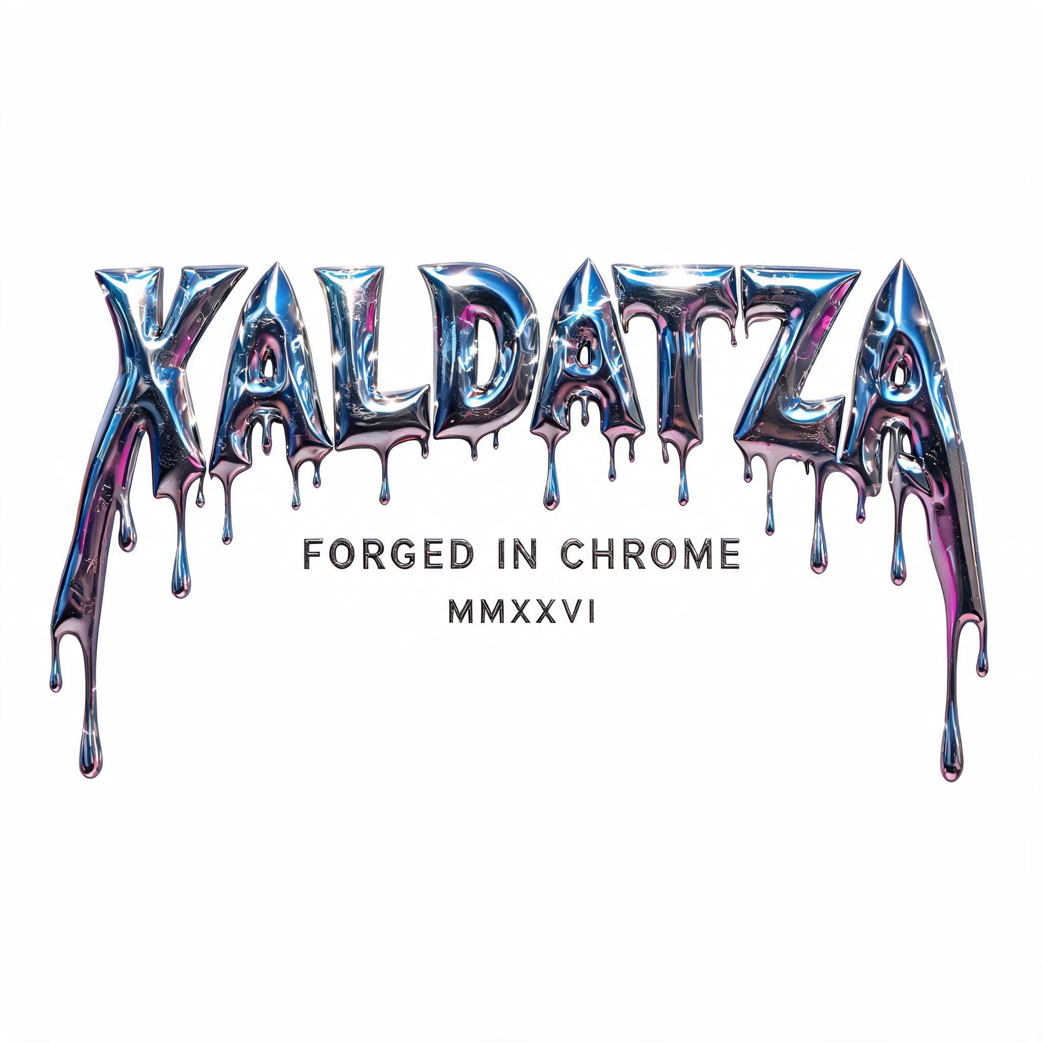 "XALDATZA " — Y2k Liquid text effect