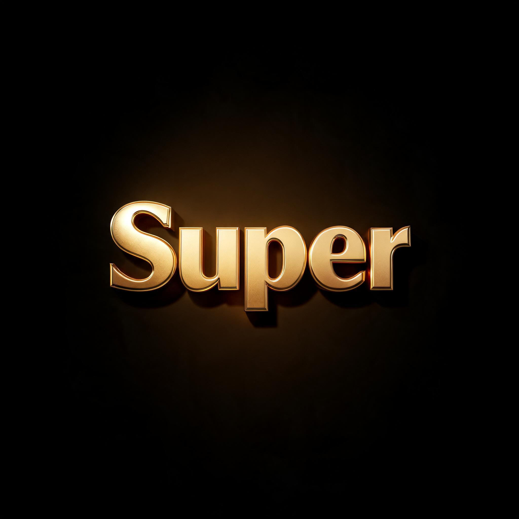 "Super" — 3d Bold Gold | AI Text Effect Generator