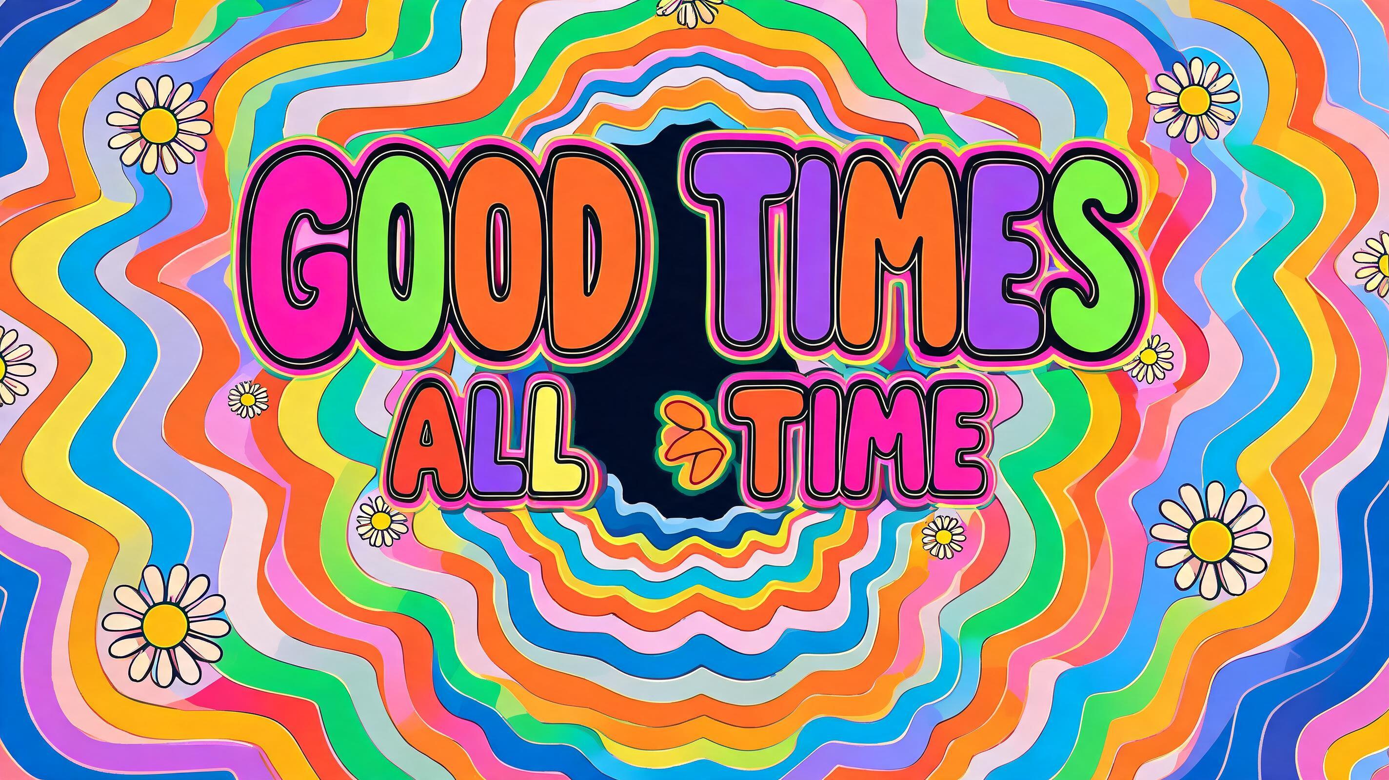 "GOOD TIMES
ALL  THE" — Psychedelic | AI Text Effect Generator