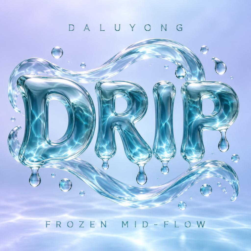 "DRIP
DALUYONG
FROZEN MID-FLOW" — Glass Liquid | AI Text Effect Generator
