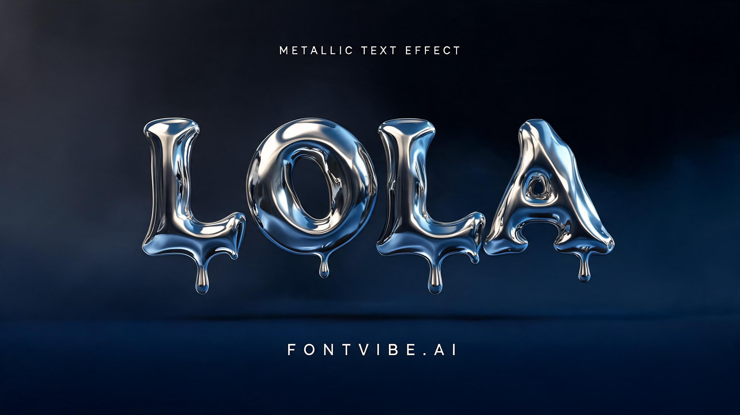 "LOLA" — Metallic | AI Text Effect Generator