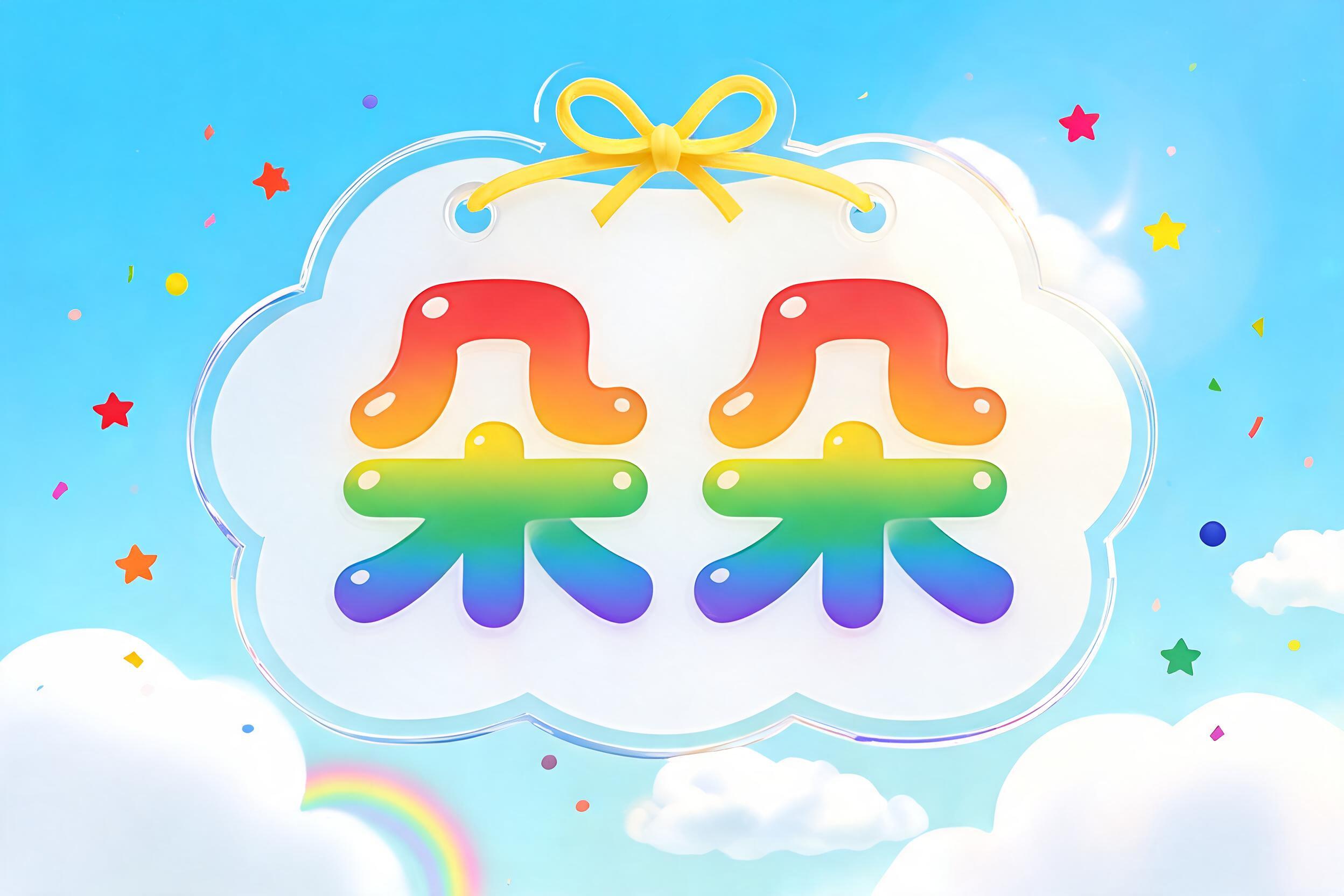 "给小朋友做一个彩虹名字挂牌，写「朵朵」" — Rainbow | AI Text Effect Generator