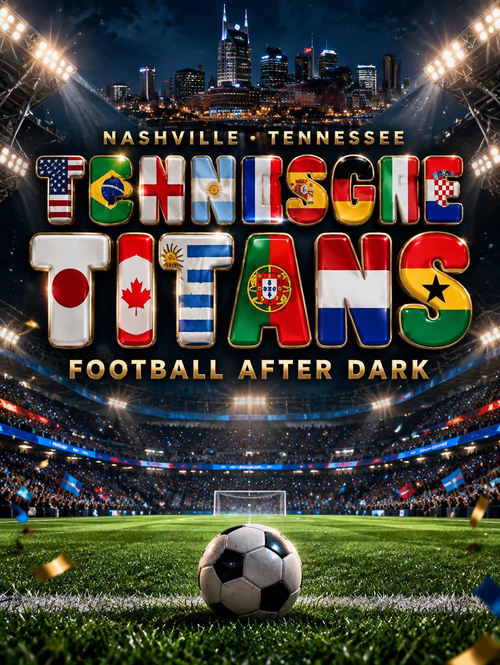 "TITANS
TENNESSEE
FOOTBALL AFTER DARK
NASHVILLE • TENNESSEE" — Sports Football | AI Text Effect Generator