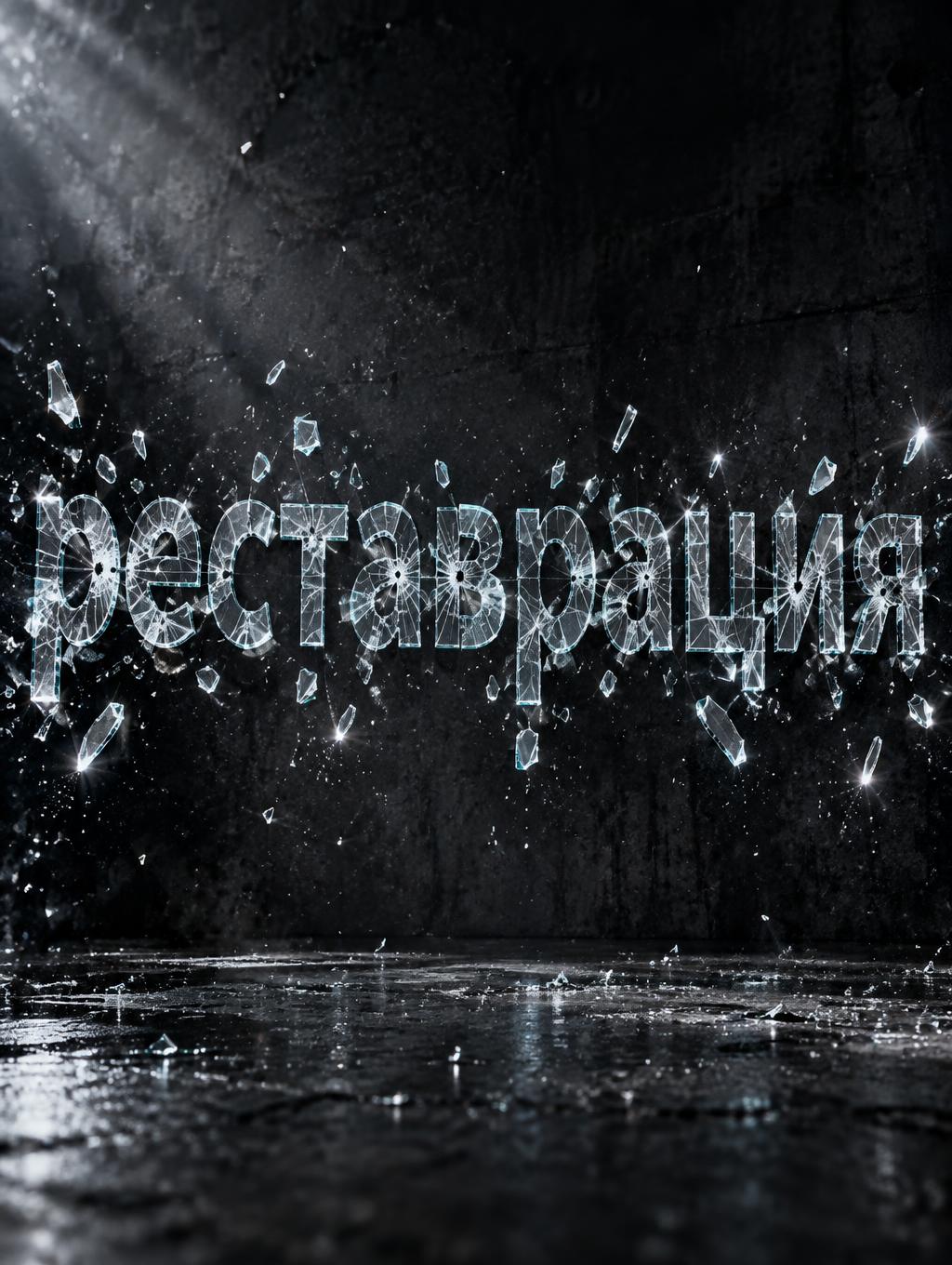 "реставрация" — Glass Broken text effect