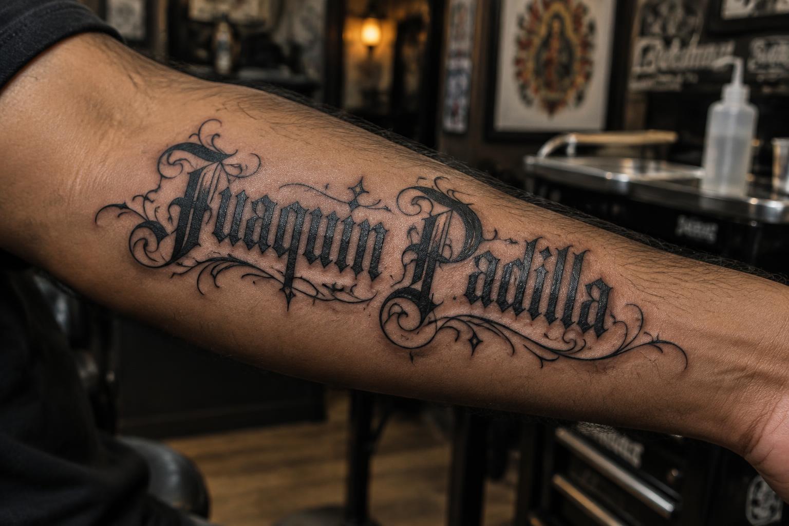 "Juaquin Padilla" — Tattoo | AI Text Effect Generator