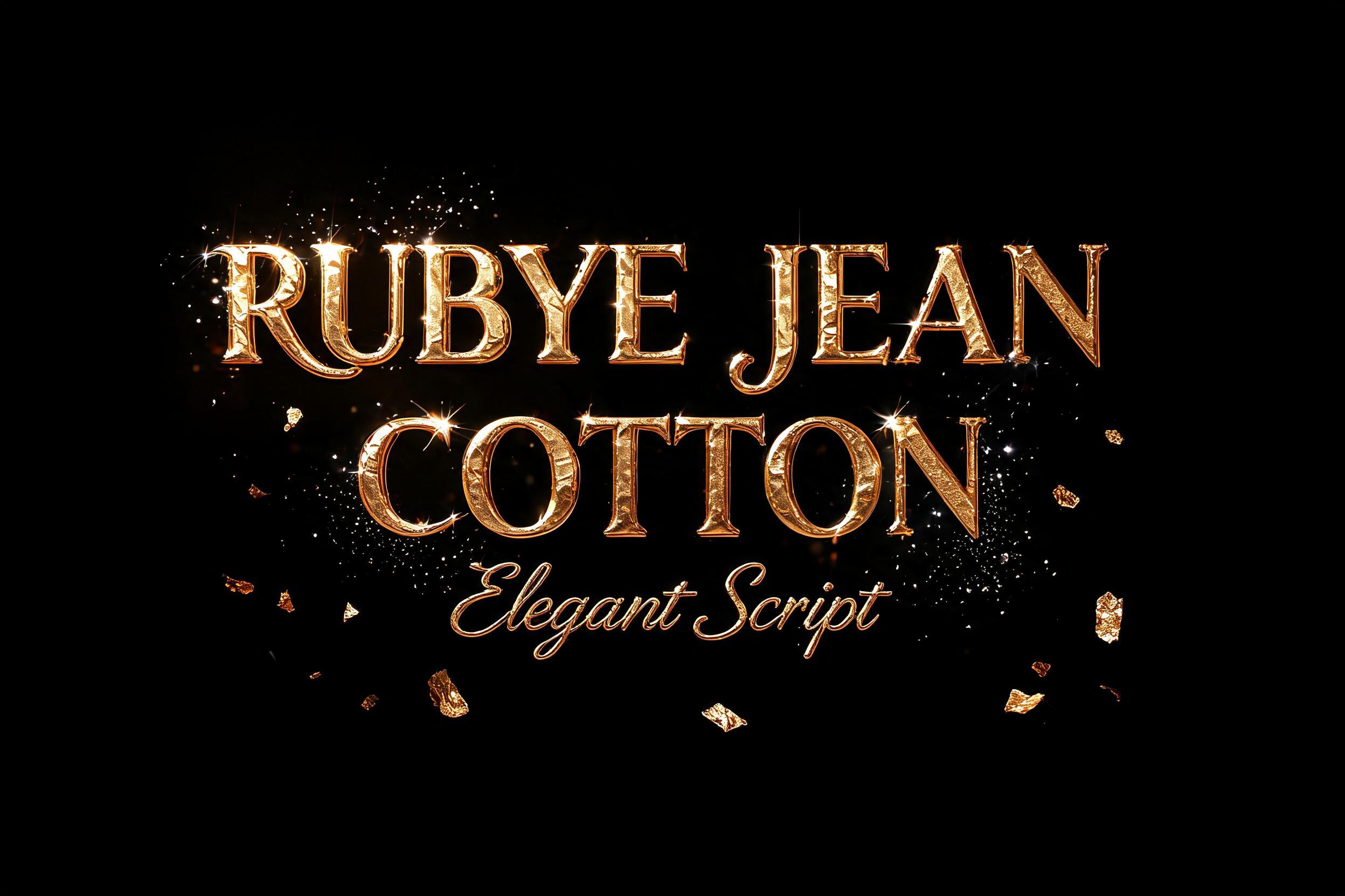 "Rubye Jean Cotton in Elegant Script" — Luxury Gold | AI Text Effect Generator