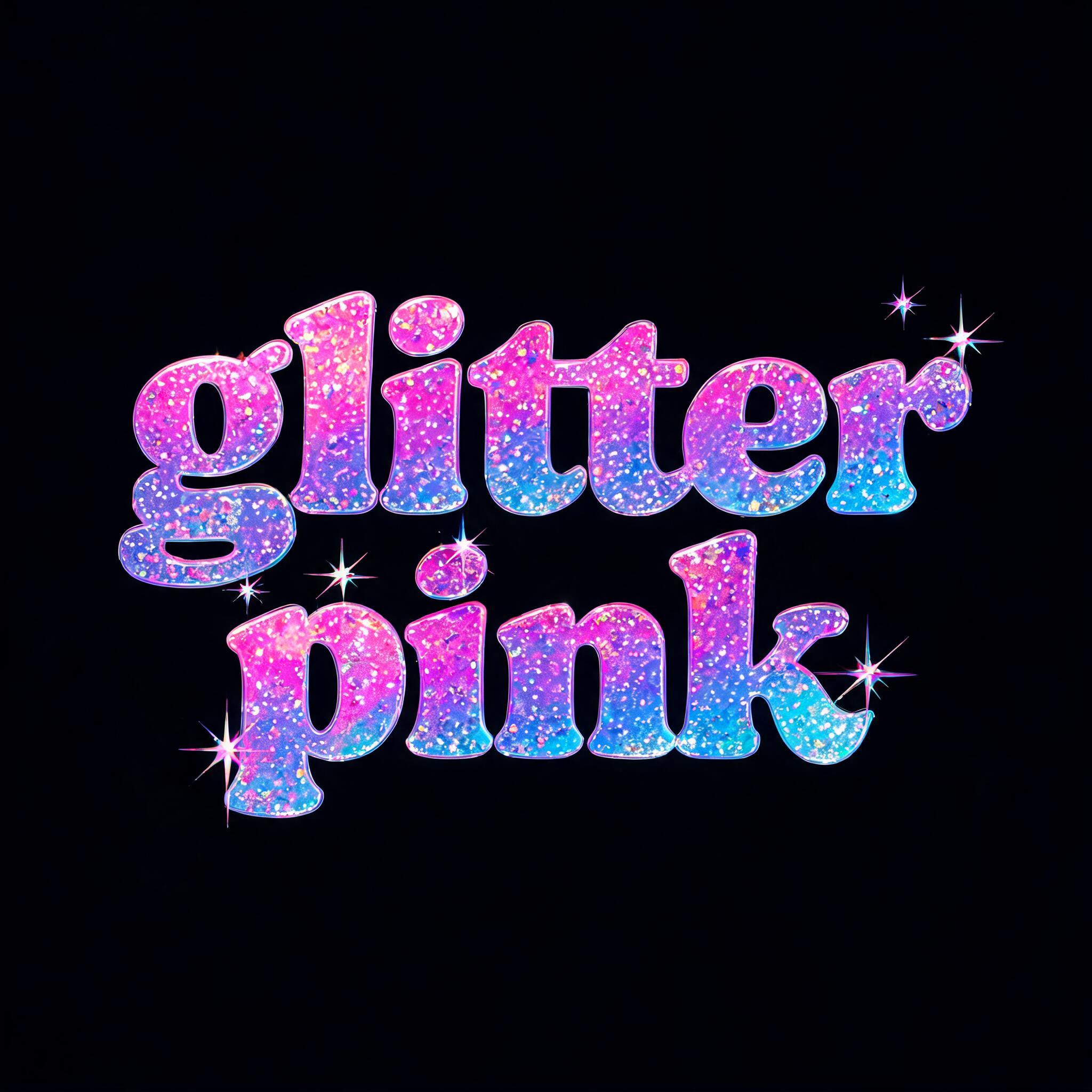 "glitter pink" — Y2k Holographic text effect