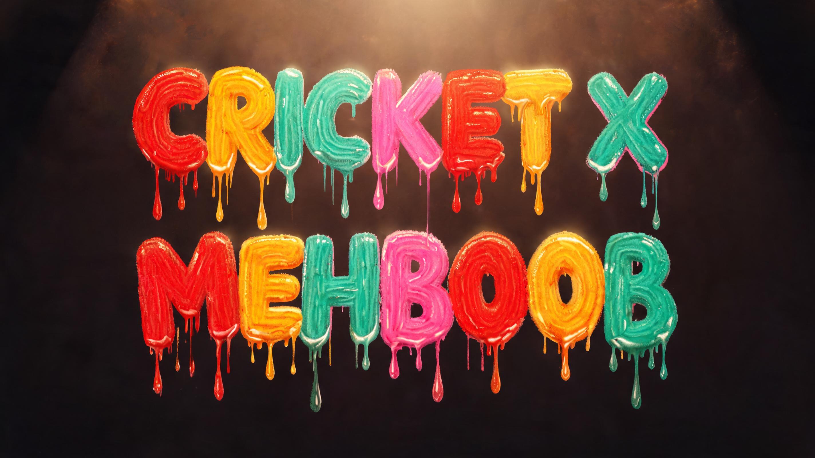 "CRICKET X MEHBOOB" — Drip Font Melting | AI Text Effect Generator