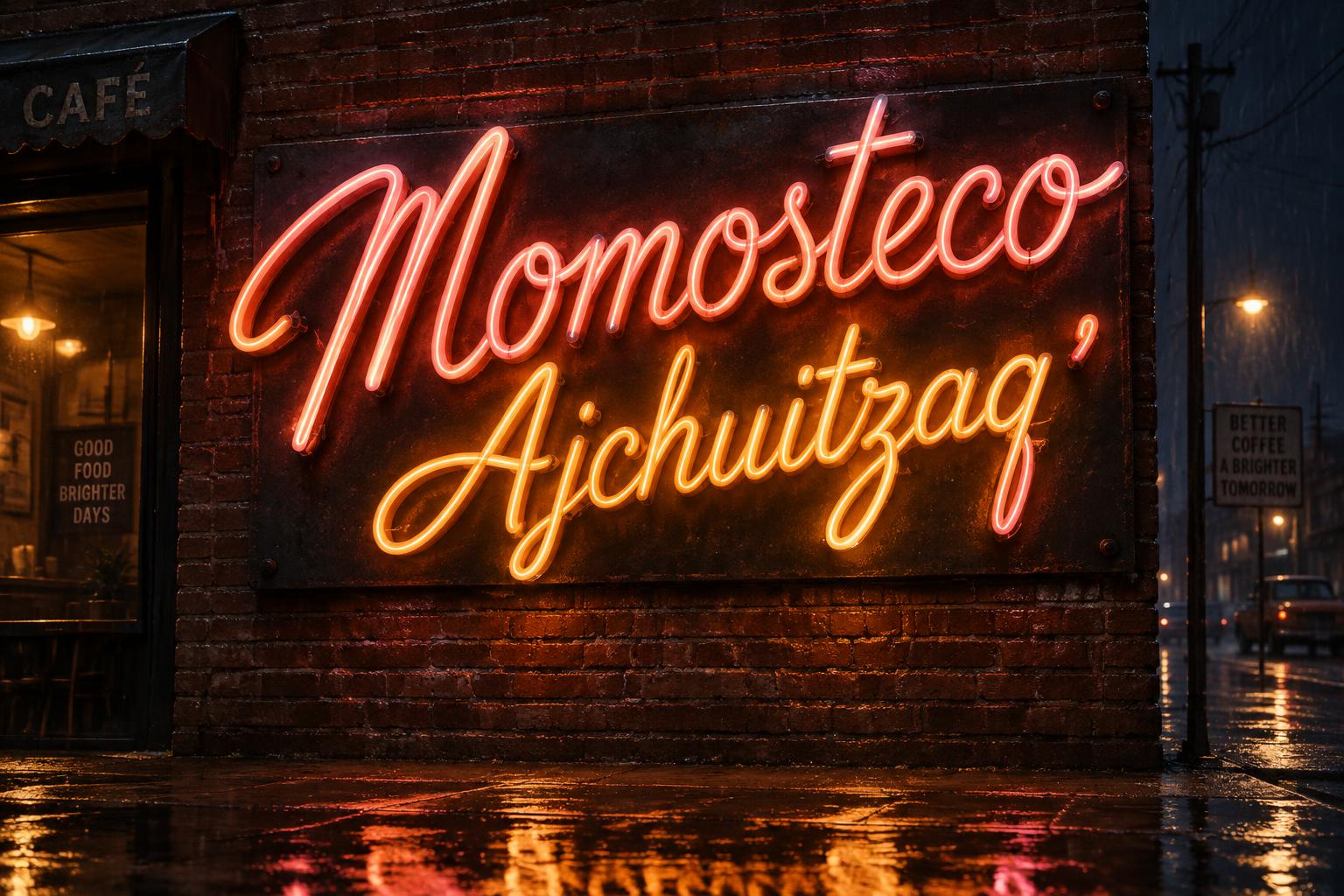 "Momosteco Ajchuitzaq'" — Neon Sign | AI Text Effect Generator