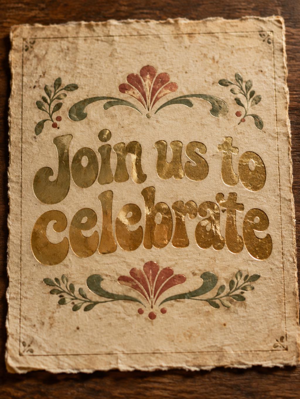 "Join us to celebrate" — Vintage | AI Text Effect Generator