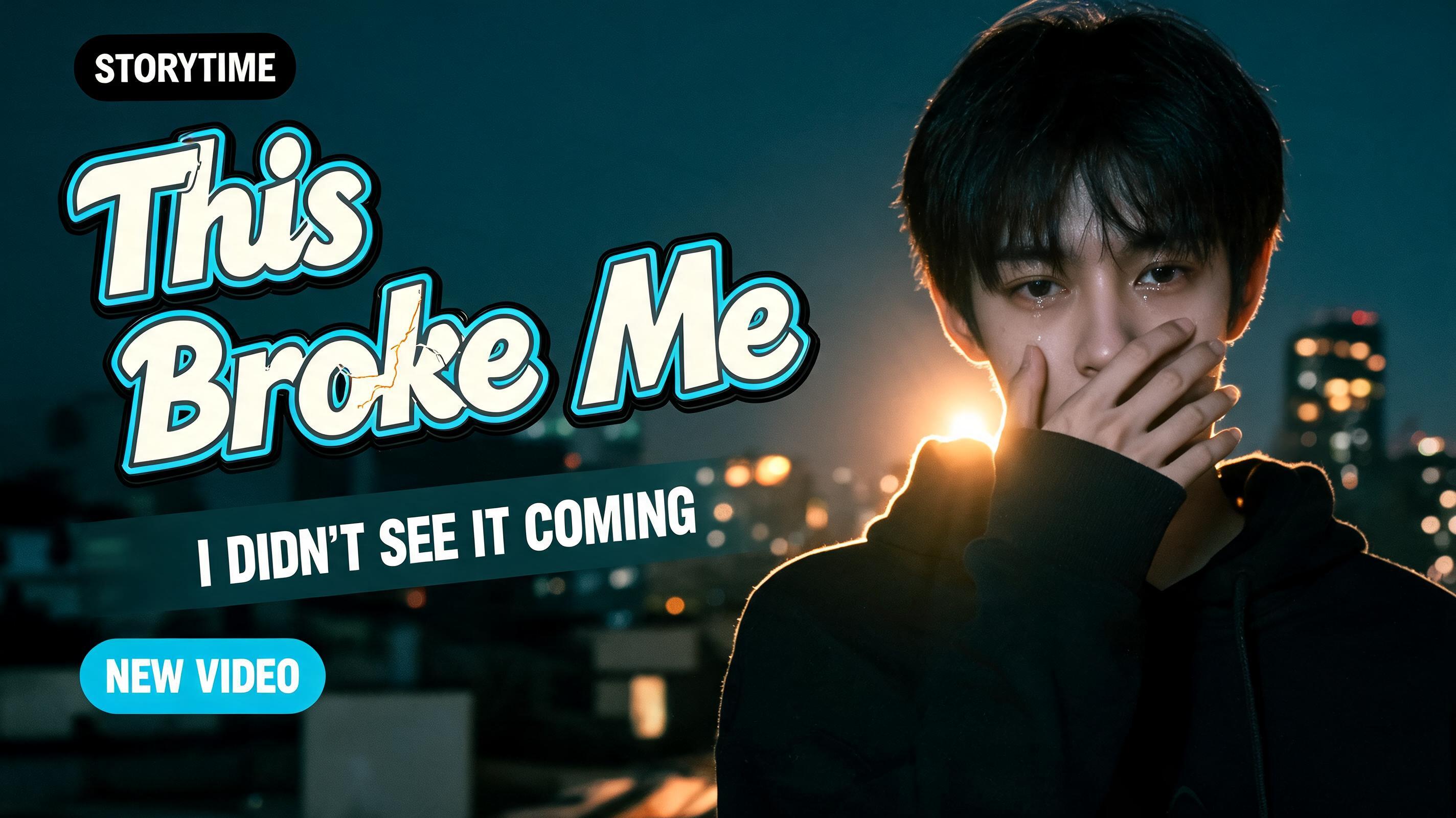 "This
Broke Me
STORYTIME
I DIDN'T SEE IT COMING
NEW VIDEO" — cinematic youtube creator text effect