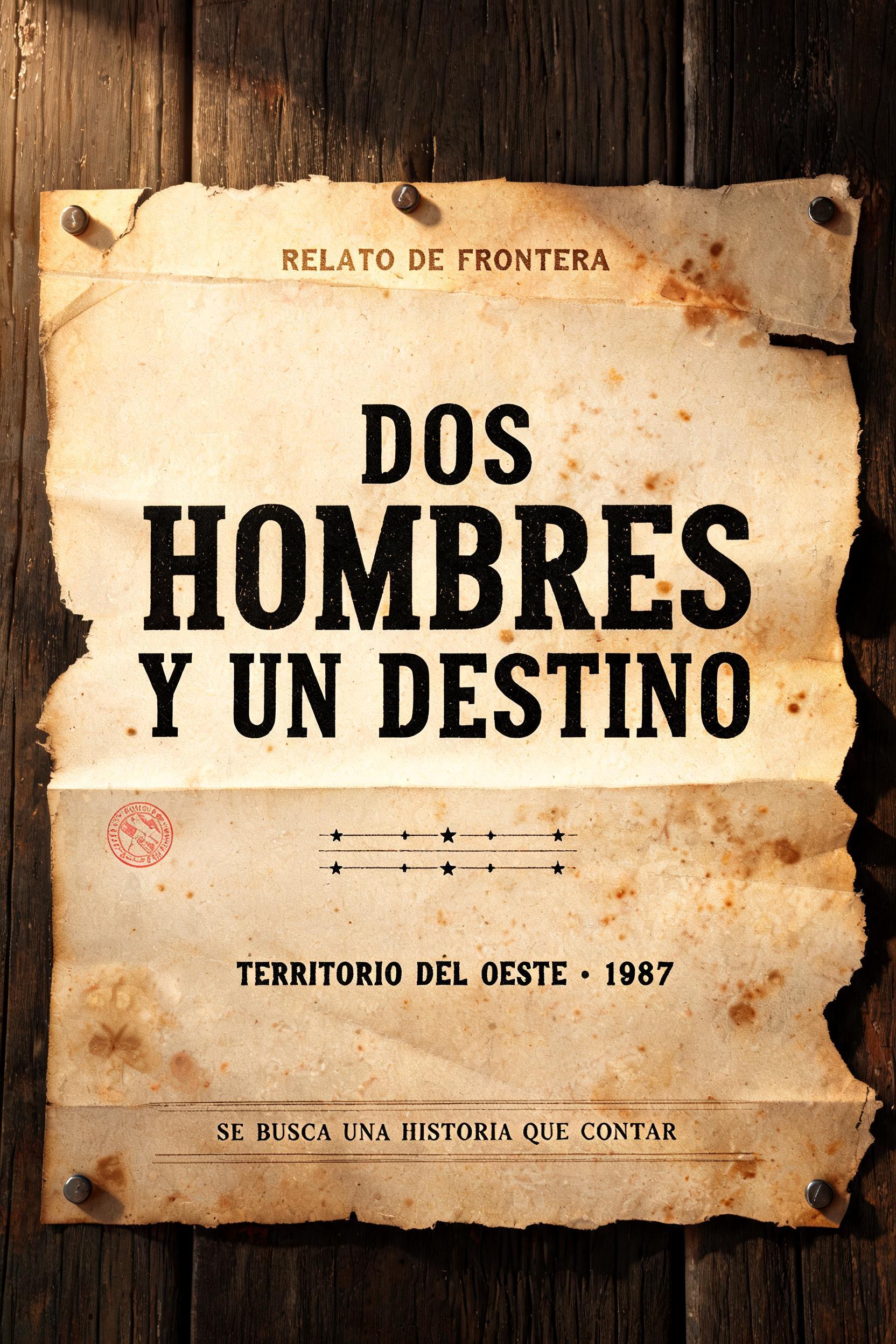 "DOS
HOMBRES
Y UN DESTINO
RELATO DE FRONTERA
TERRITORIO DEL OESTE · 1887
SE BUSCA UNA HISTORIA QUE CONTAR" — Vintage | AI Text Effect Generator