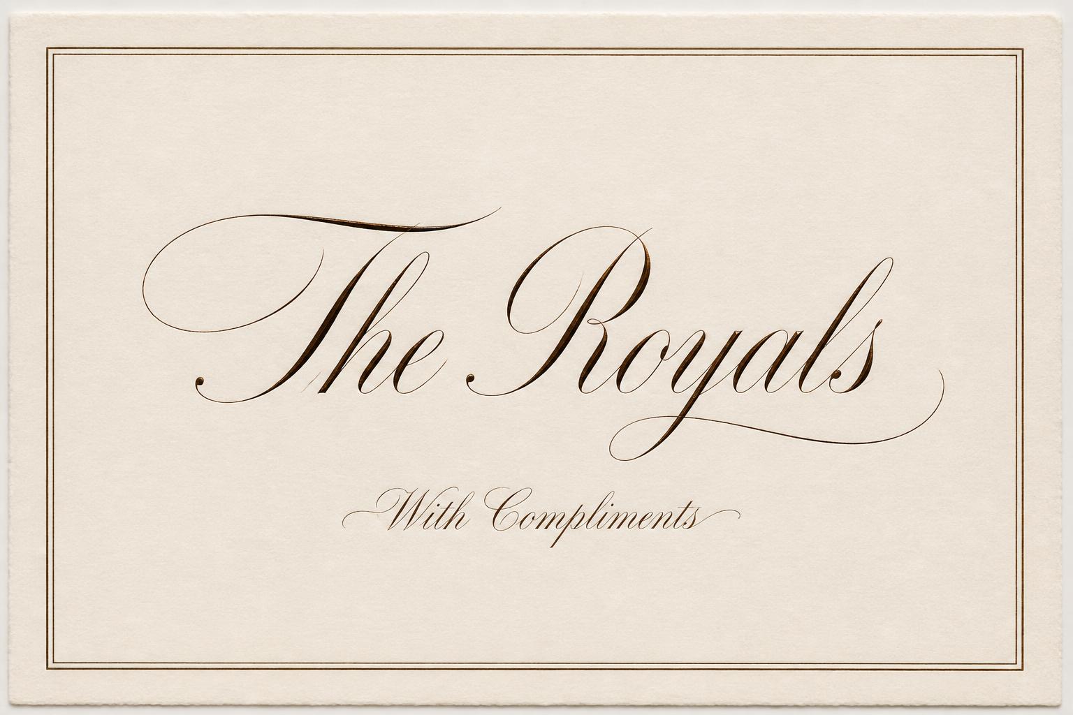 "The Royals
With Compliments" — Cursive Calligraphy | AI Text Effect Generator