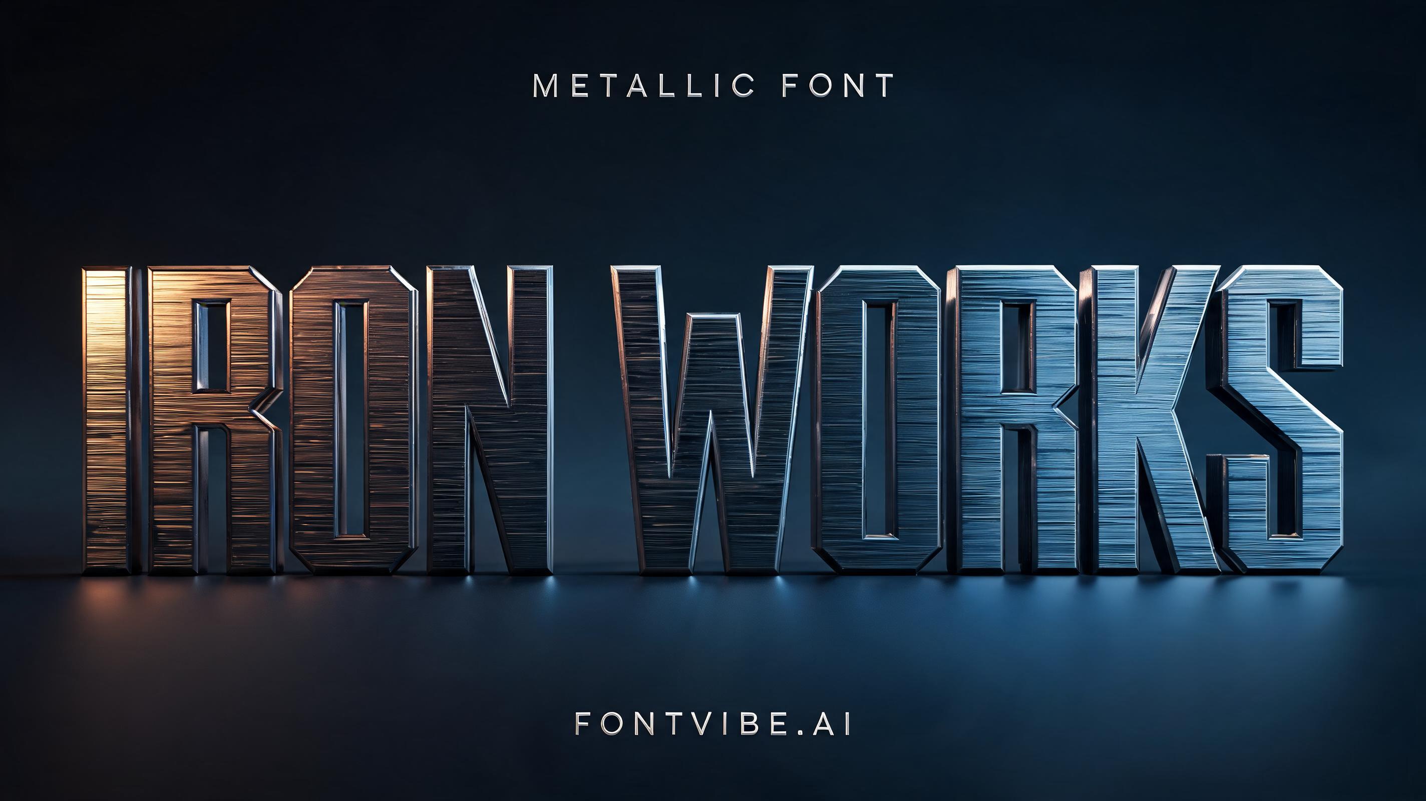 "IRON WORKS" — Metallic | AI Text Effect Generator