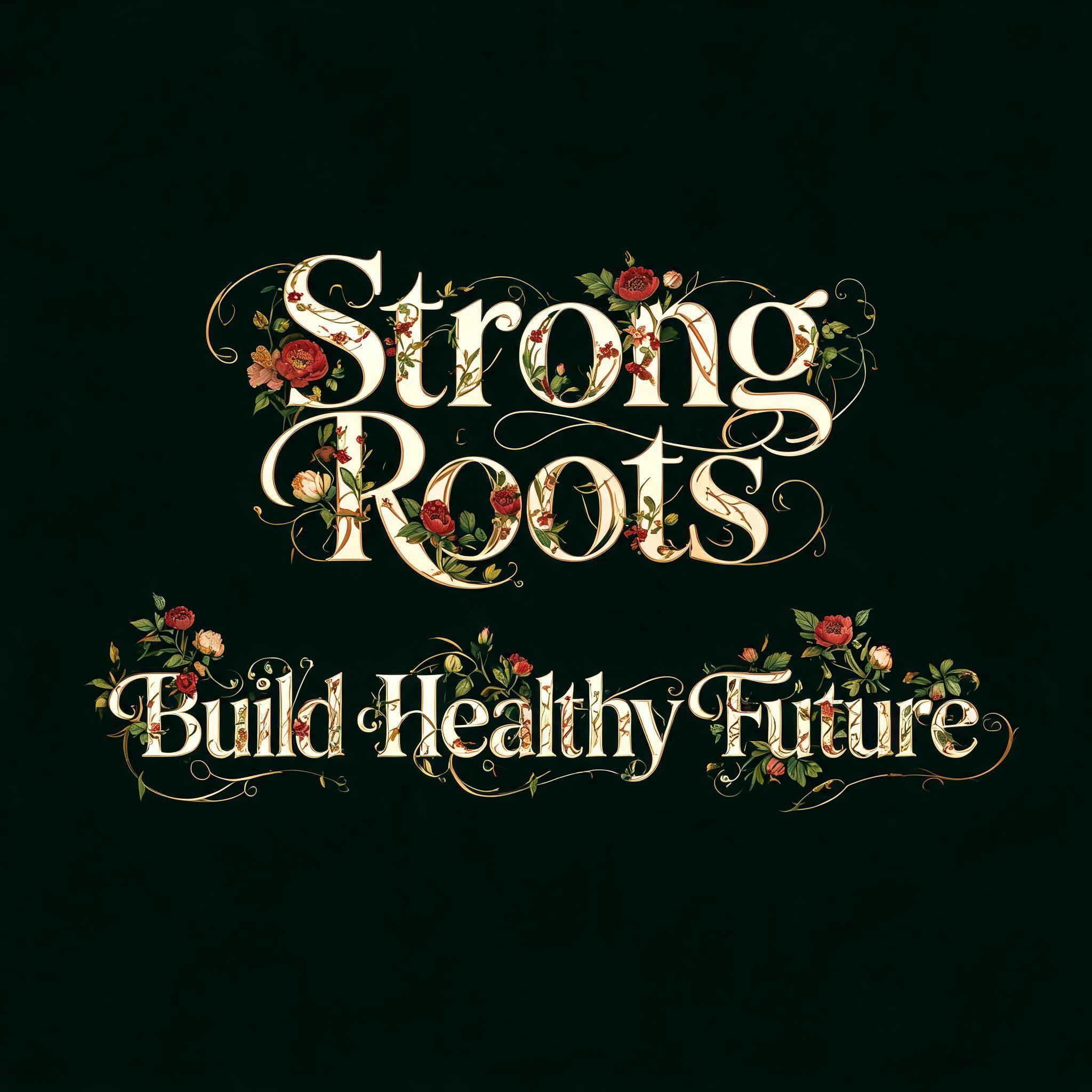 "Strong Roots Build Healthy Future" — Floral | AI Text Effect Generator