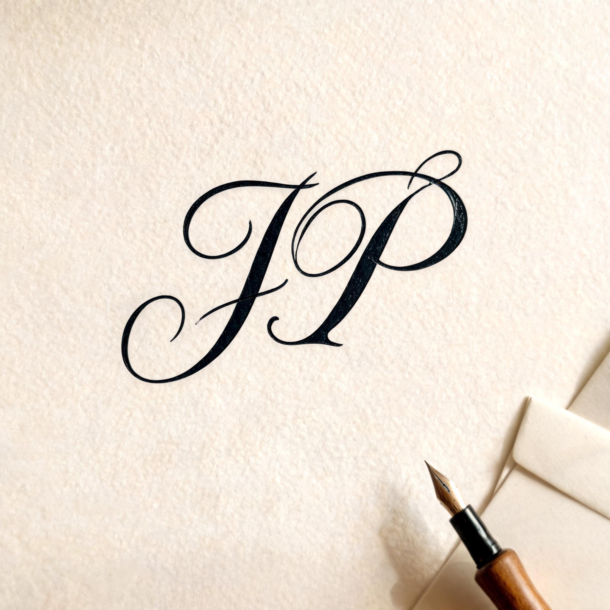 "JP" — Cursive text effect