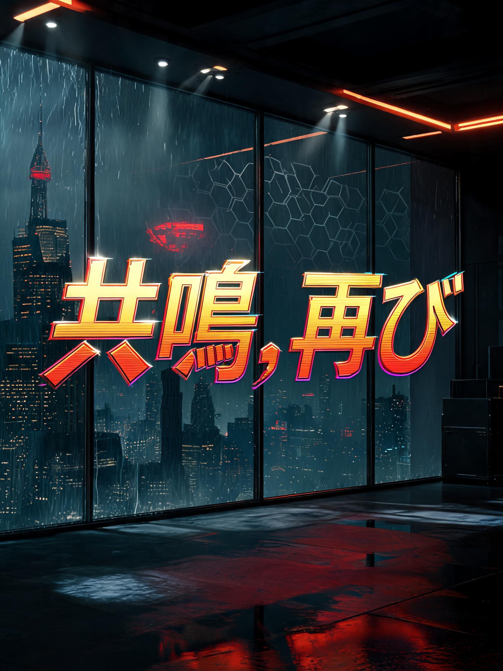"共鳴、再び" — Cyberpunk 2077 text effect