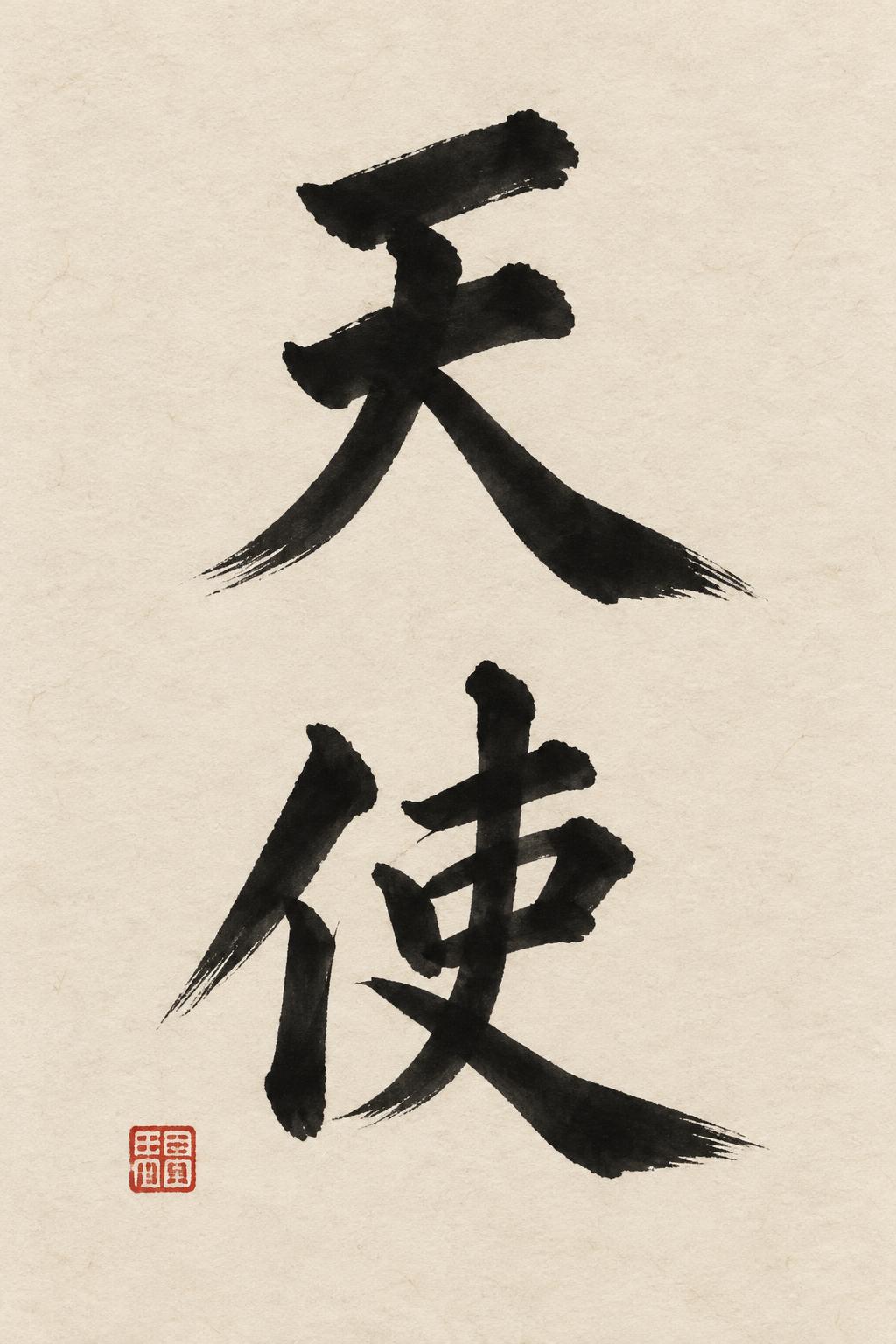 "天
使" — Brush Japanese Ink | AI Text Effect Generator