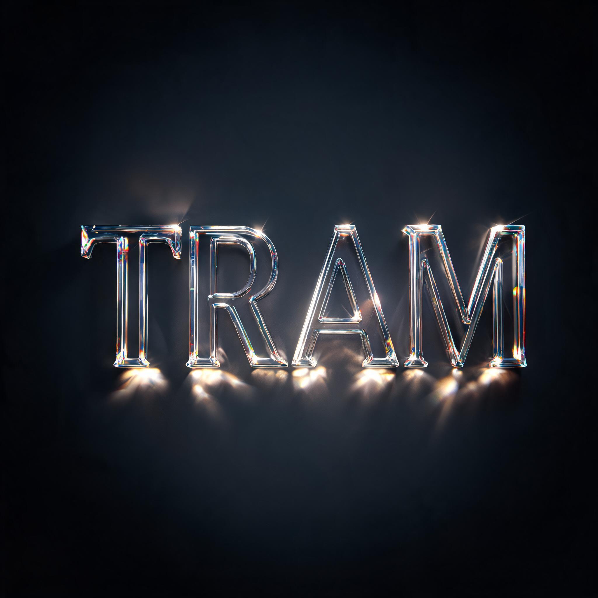 "TRAM" — Glass | AI Text Effect Generator