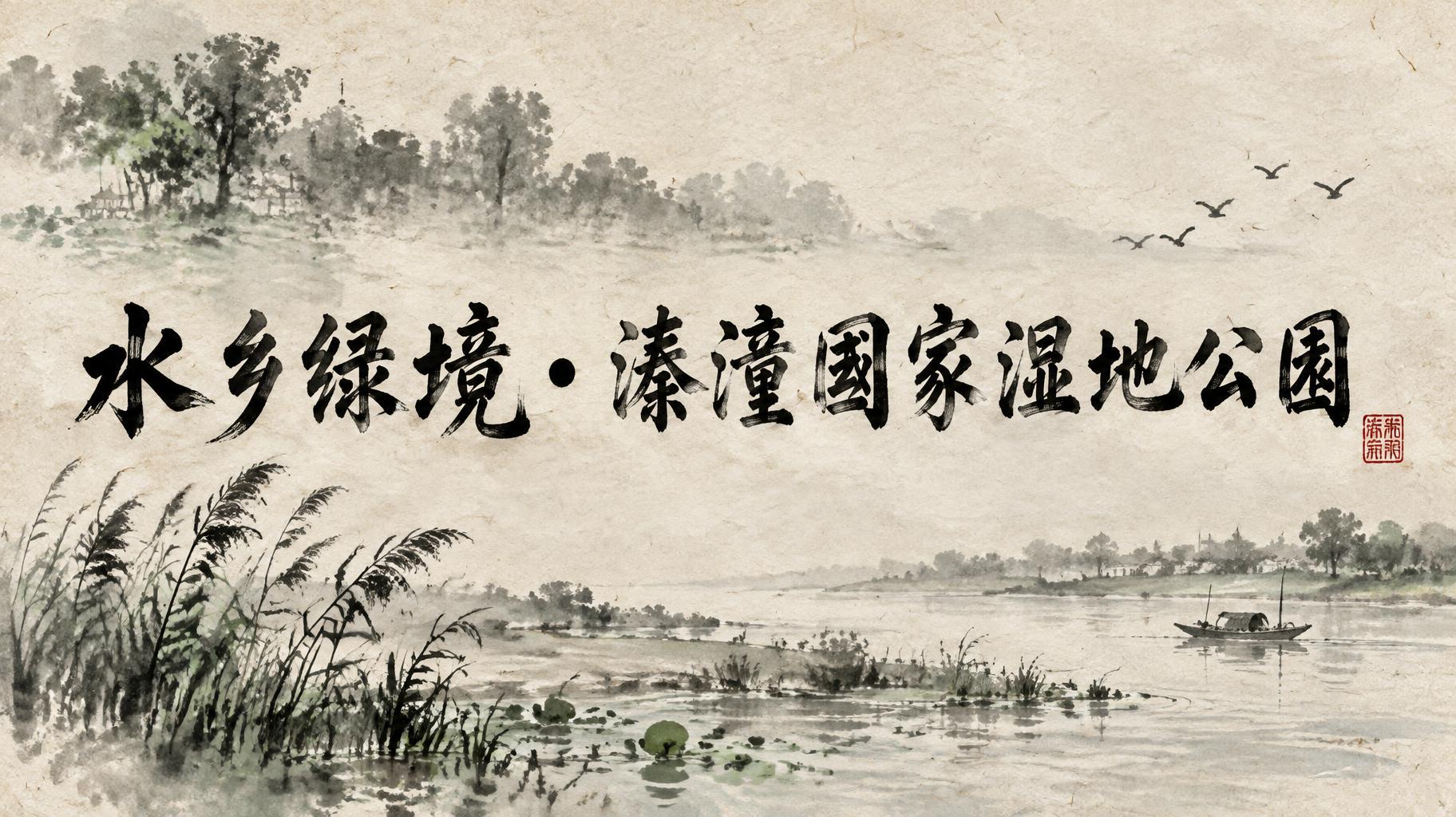 "水乡绿境·溱潼国家湿地公园" — Brush Chinese Ink | AI Text Effect Generator