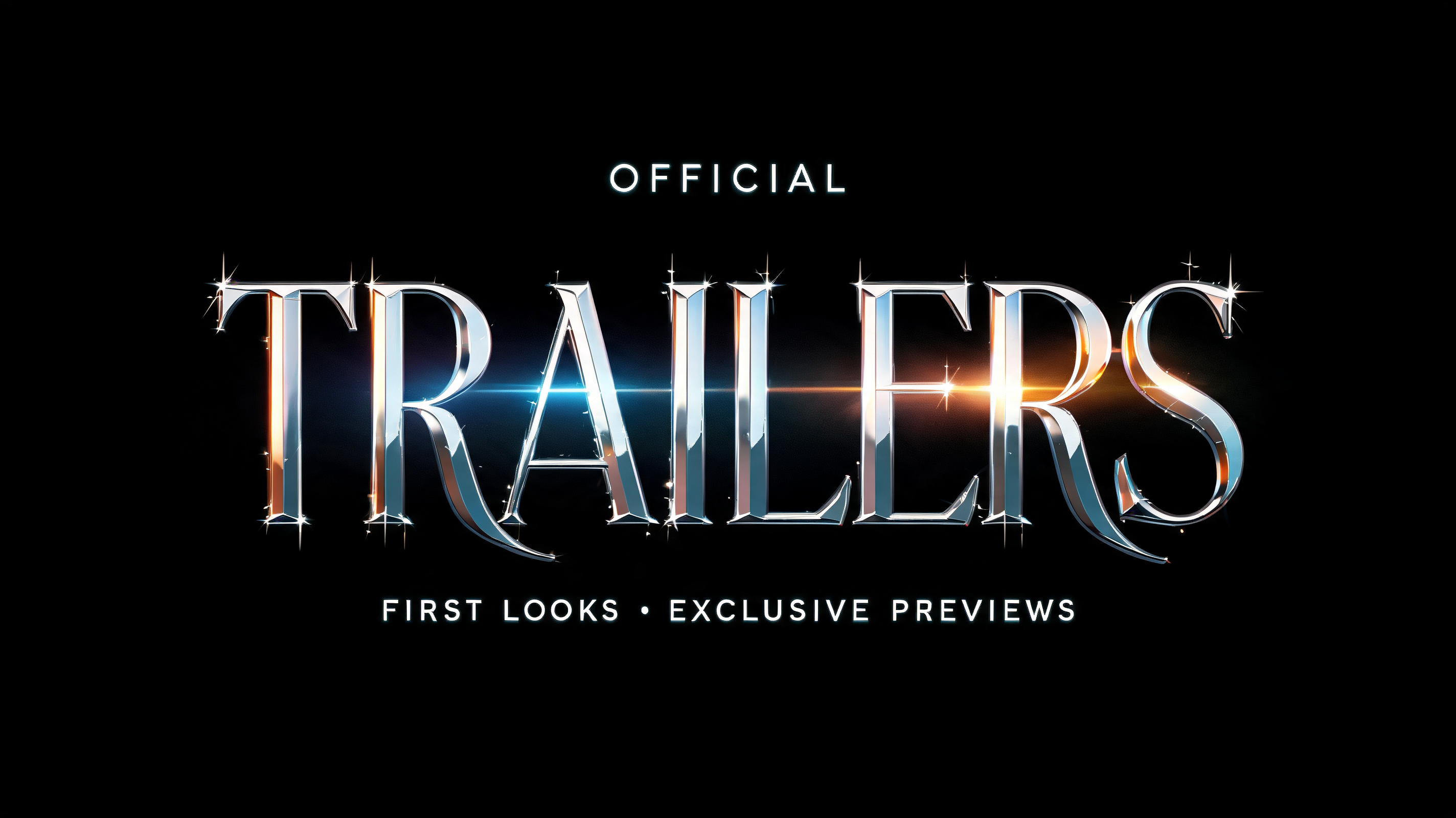 "OFFICIAL
TRAILERS
FIRST LOOKS • EXCLUSIVE PREVIEWS" — Cinematic | AI Text Effect Generator