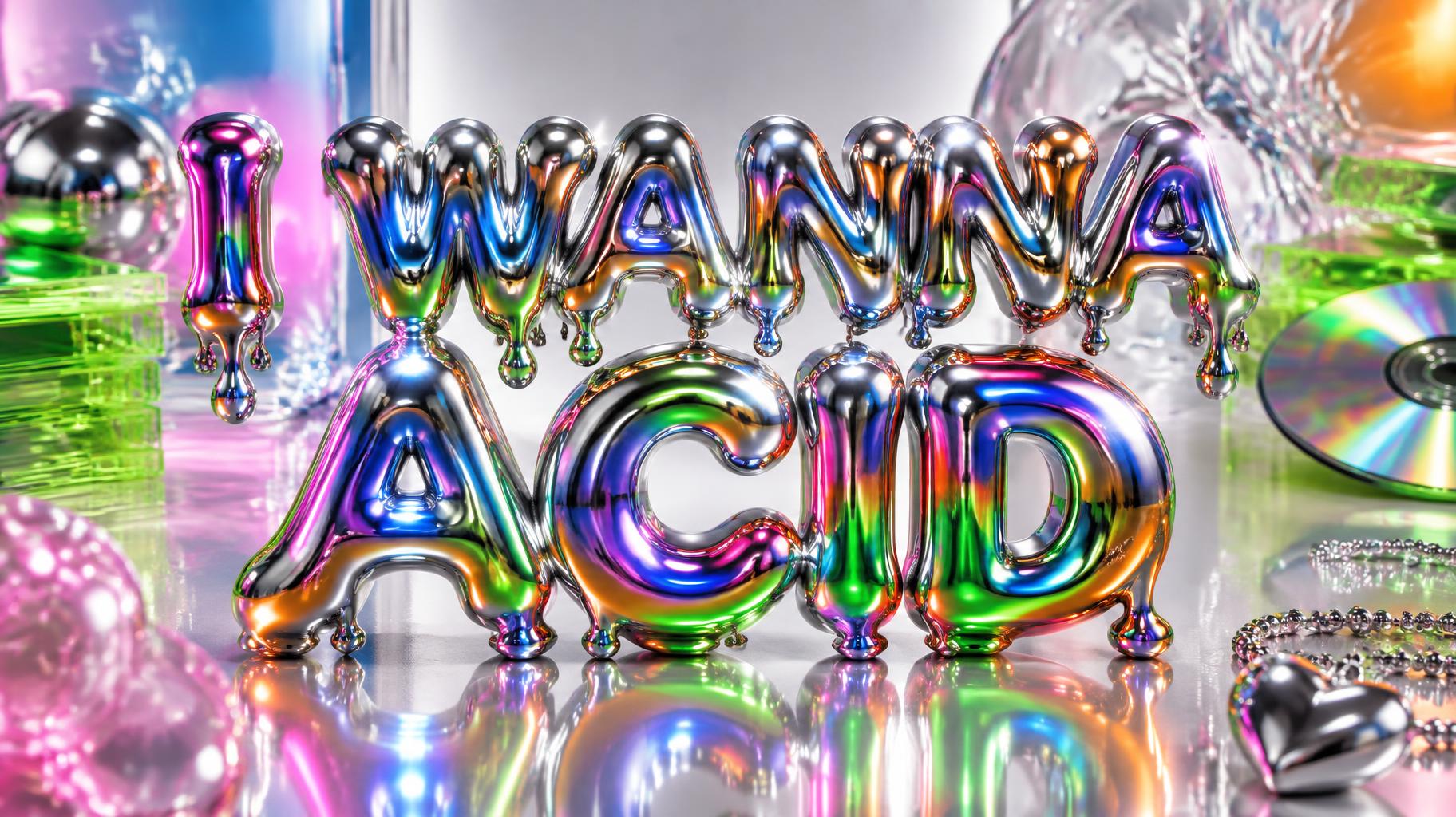 "I WANNA ACID" — Y2k Chrome | AI Text Effect Generator