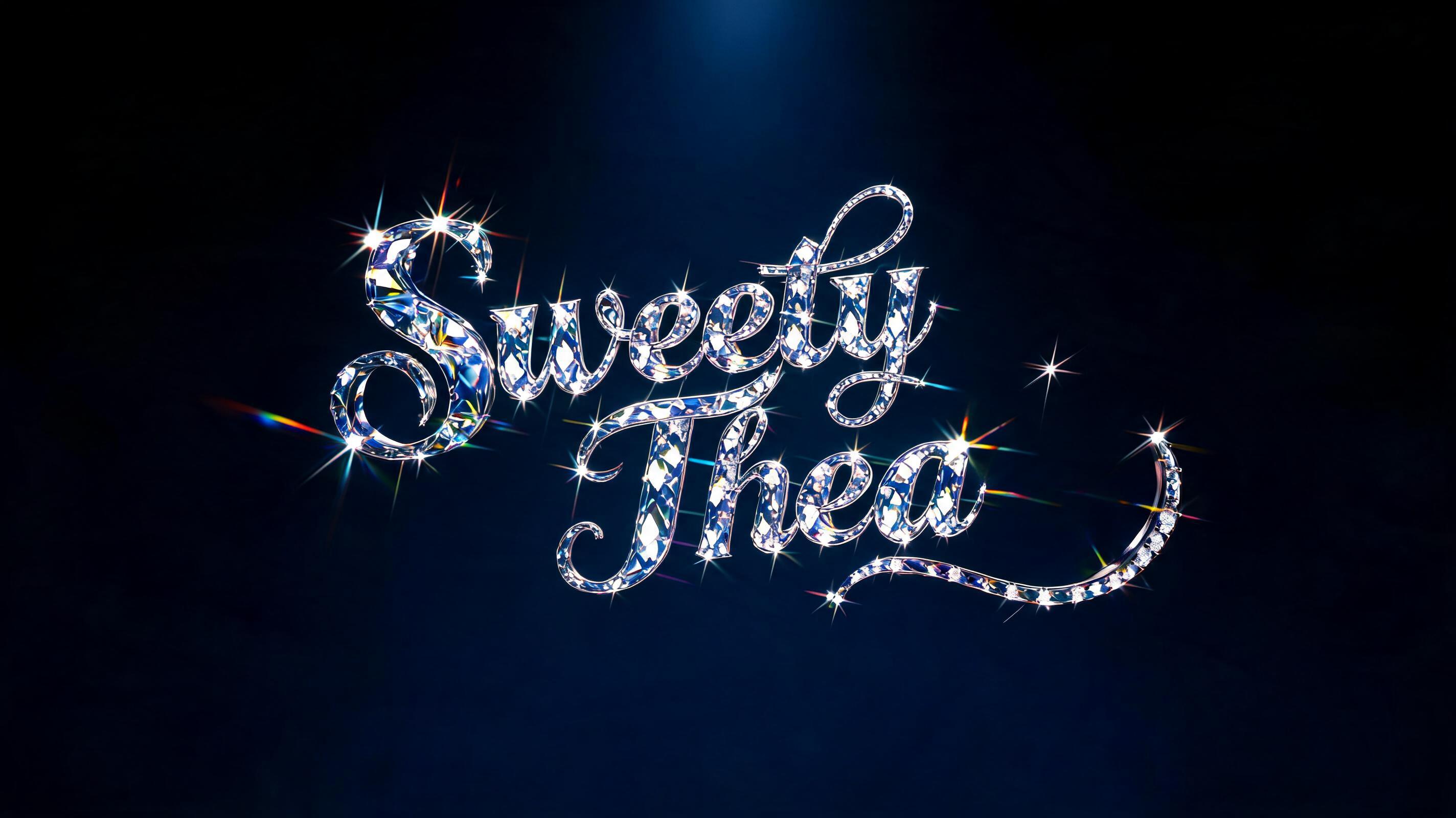 "Sweety Thea" — Glass Crystal text effect