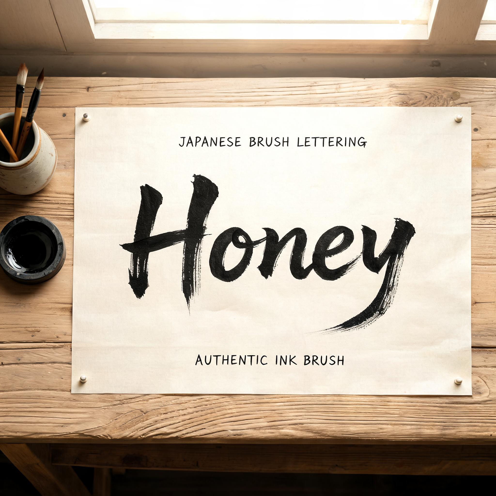 "Honey" — Brush Japanese Ink | AI Text Effect Generator