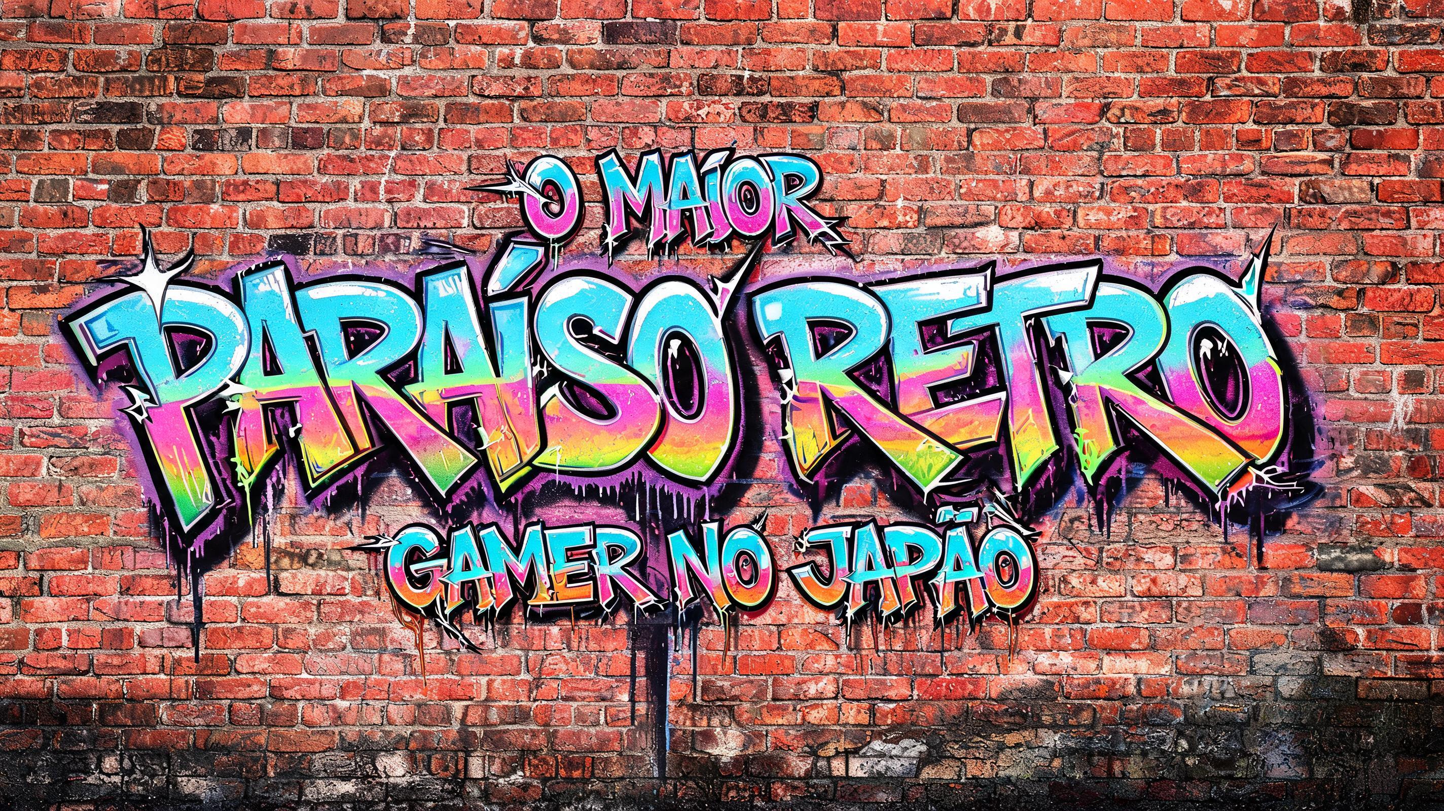 "O MAIOR 
 PARAÍSO RETRO 
GAMER NO JAPÃO" — graffiti text effect