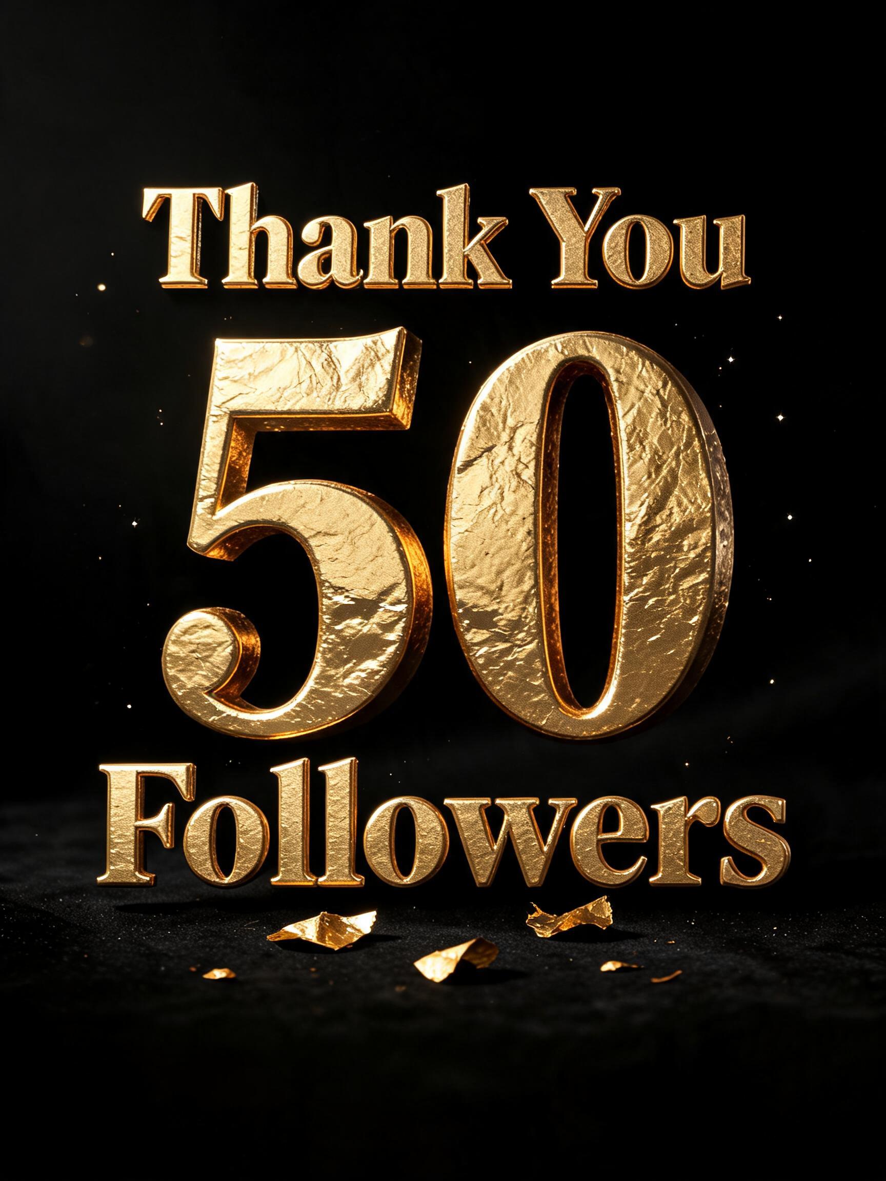 "Thank You  50 Followers" — Luxury Gold | AI Text Effect Generator