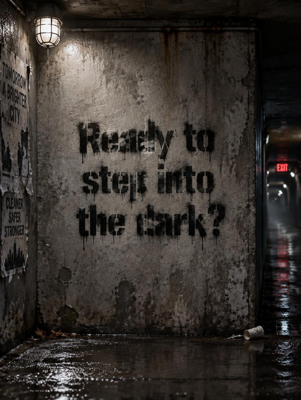 "Ready to step into the dark?" —  | AI Text Effect Generator