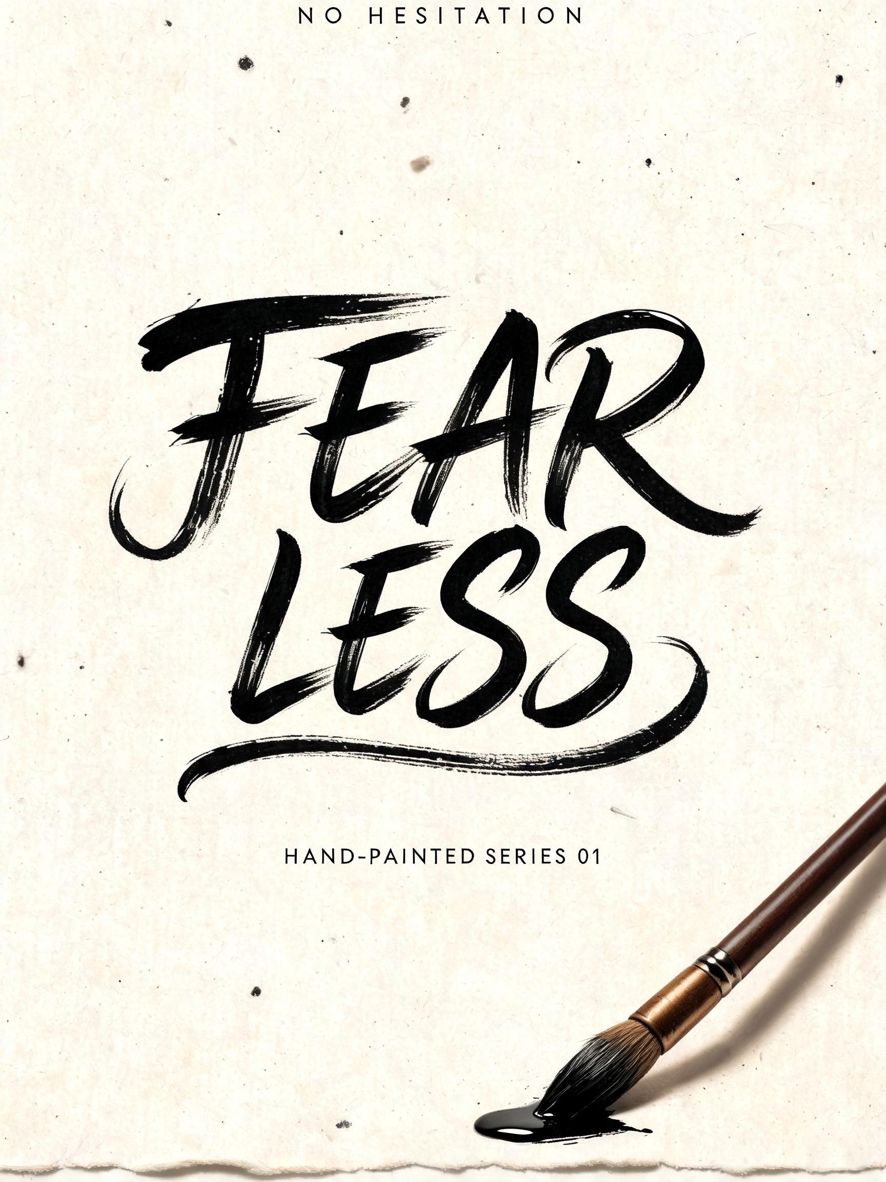 "FEARLESS
NO HESITATION
HAND-PAINTED SERIES 01" — Brush Stroke | AI Text Effect Generator