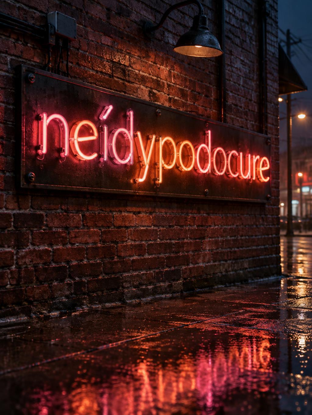 "neídypodocure" — Neon Sign | AI Text Effect Generator