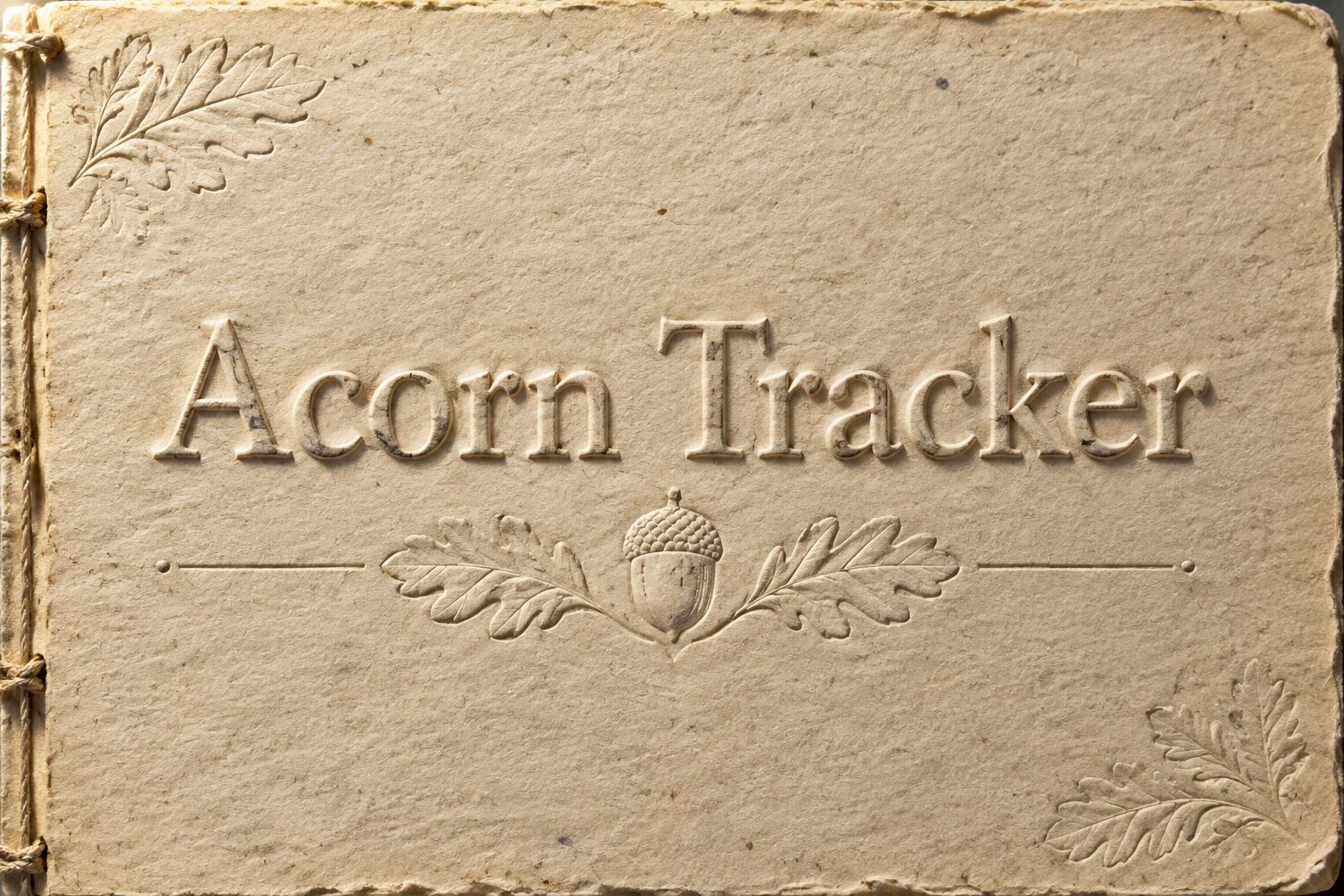 "Acorn Tracker" — Emboss text effect