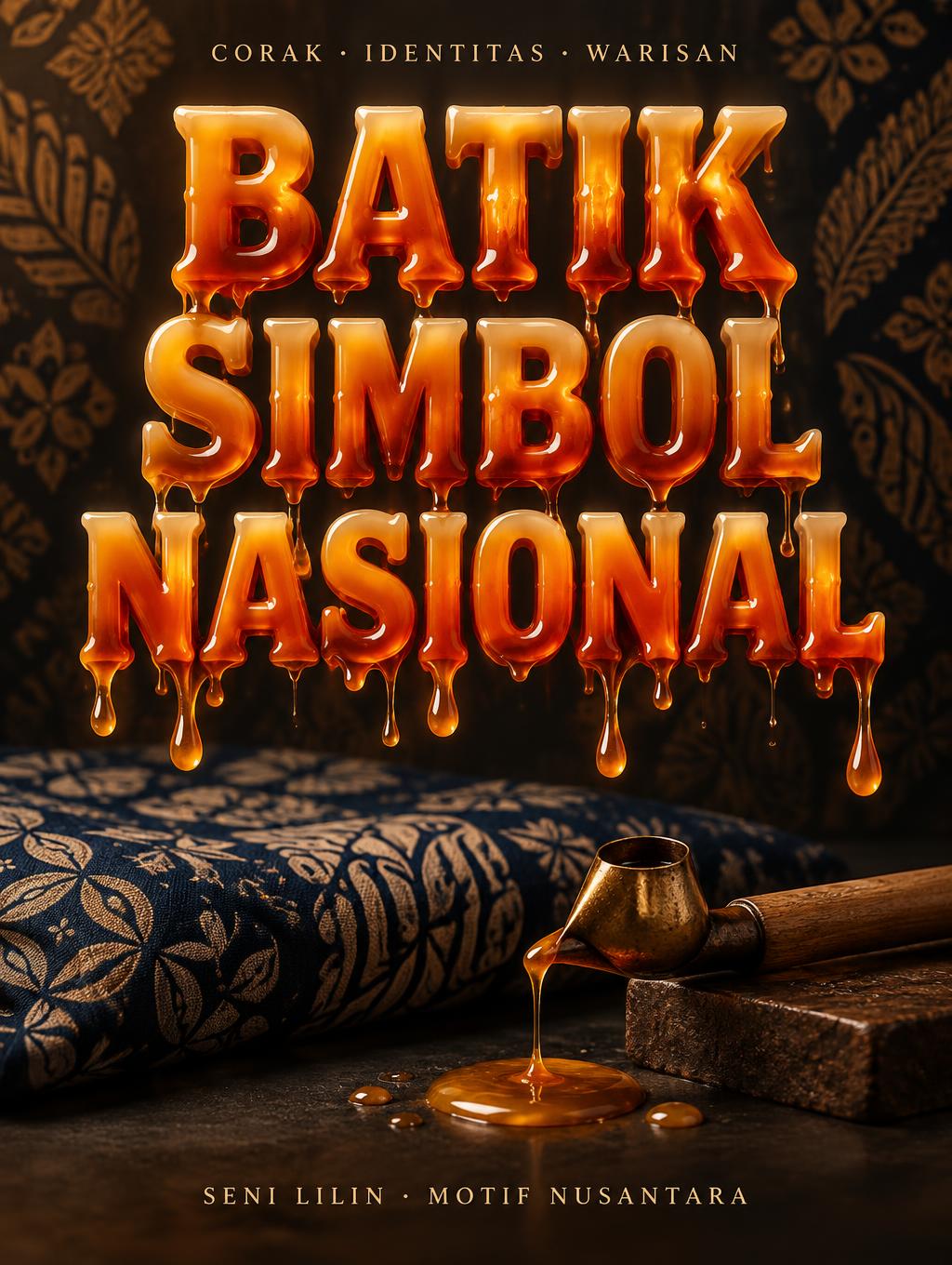 "BATIK SIMBOL NASIONAL
CORAK • IDENTITAS • WARISAN
SENI LILIN · MOTIF NUSANTARA" — Drip Font Melting | AI Text Effect Generator