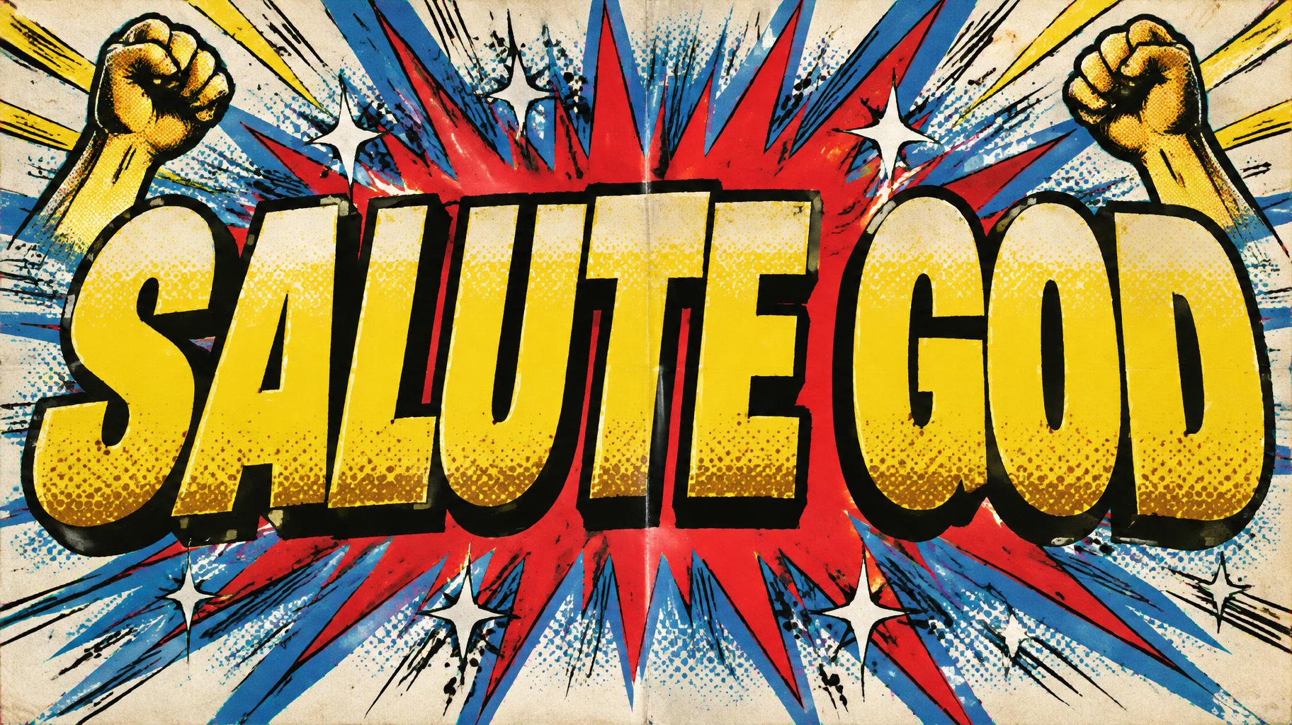 "SALUTE GOD" — Comic Book text effect