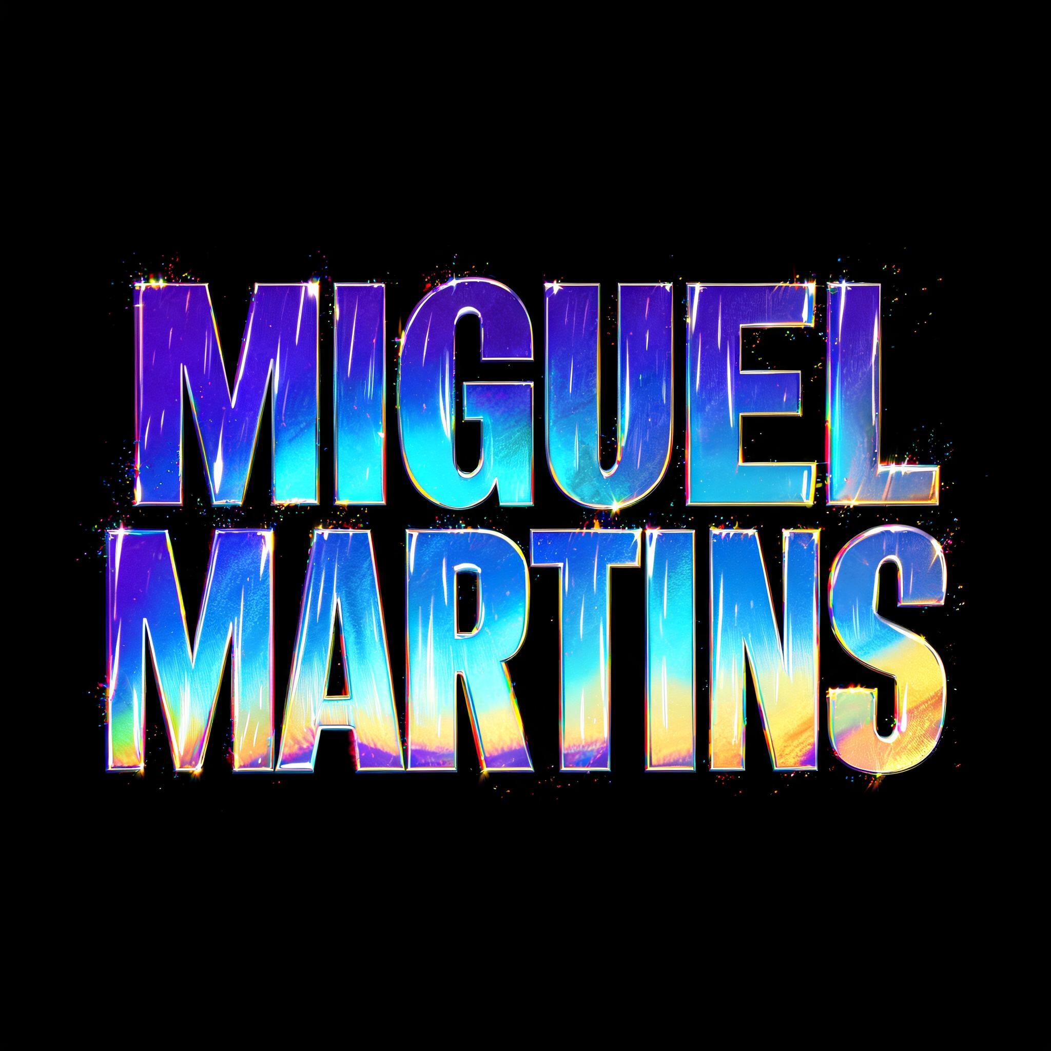 "Miguel Martins" — Holographic | AI Text Effect Generator
