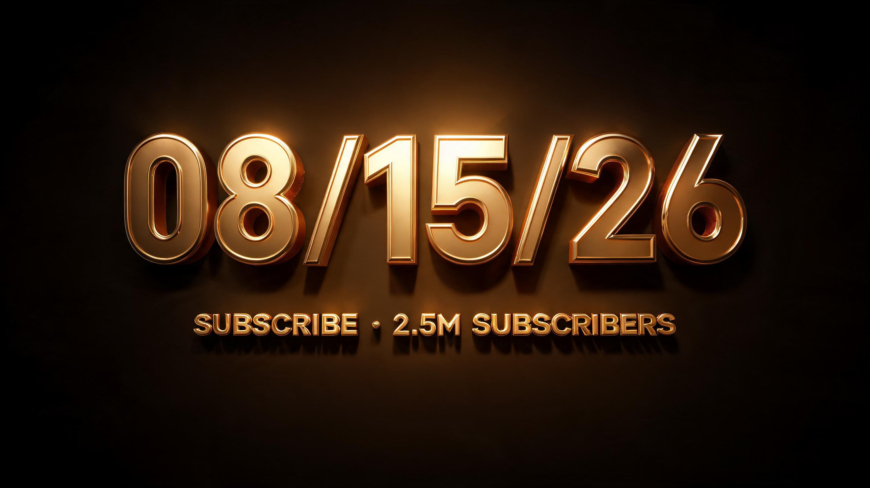"08/15/26" — 3d Bold Gold | AI Text Effect Generator
