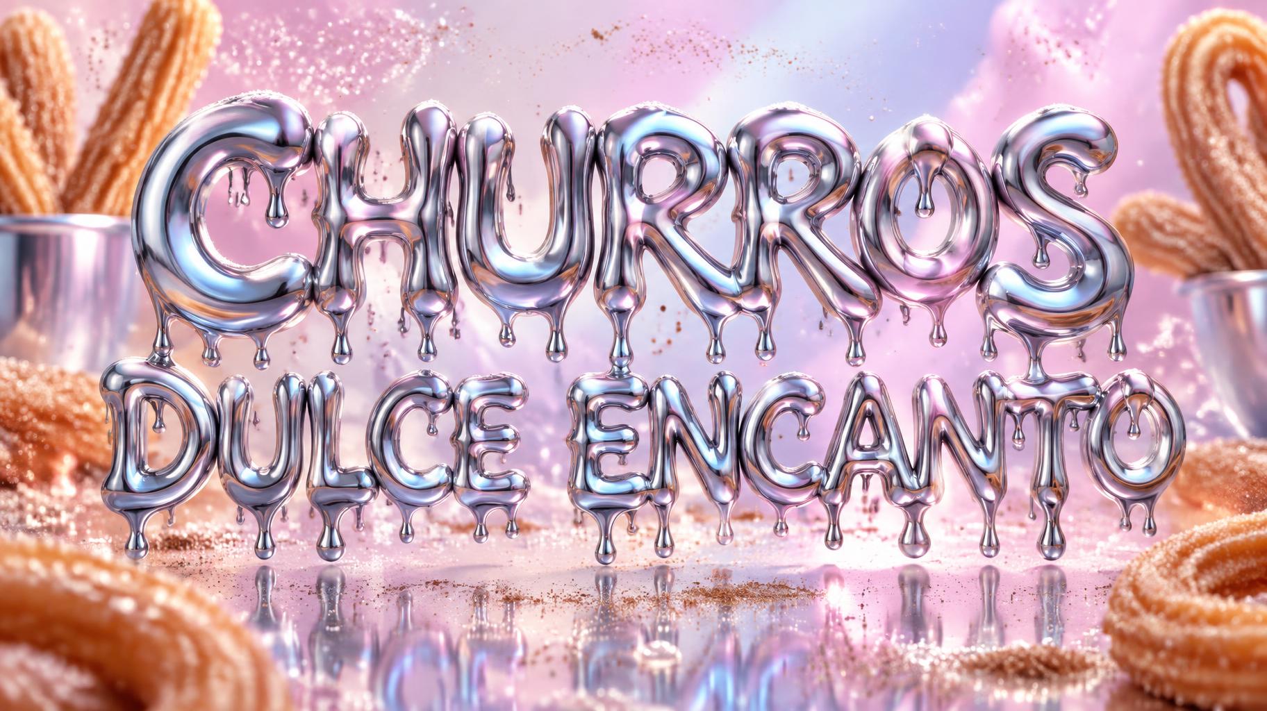 "CHURROS DULCE ENCANTO" — Y2k Liquid | AI Text Effect Generator