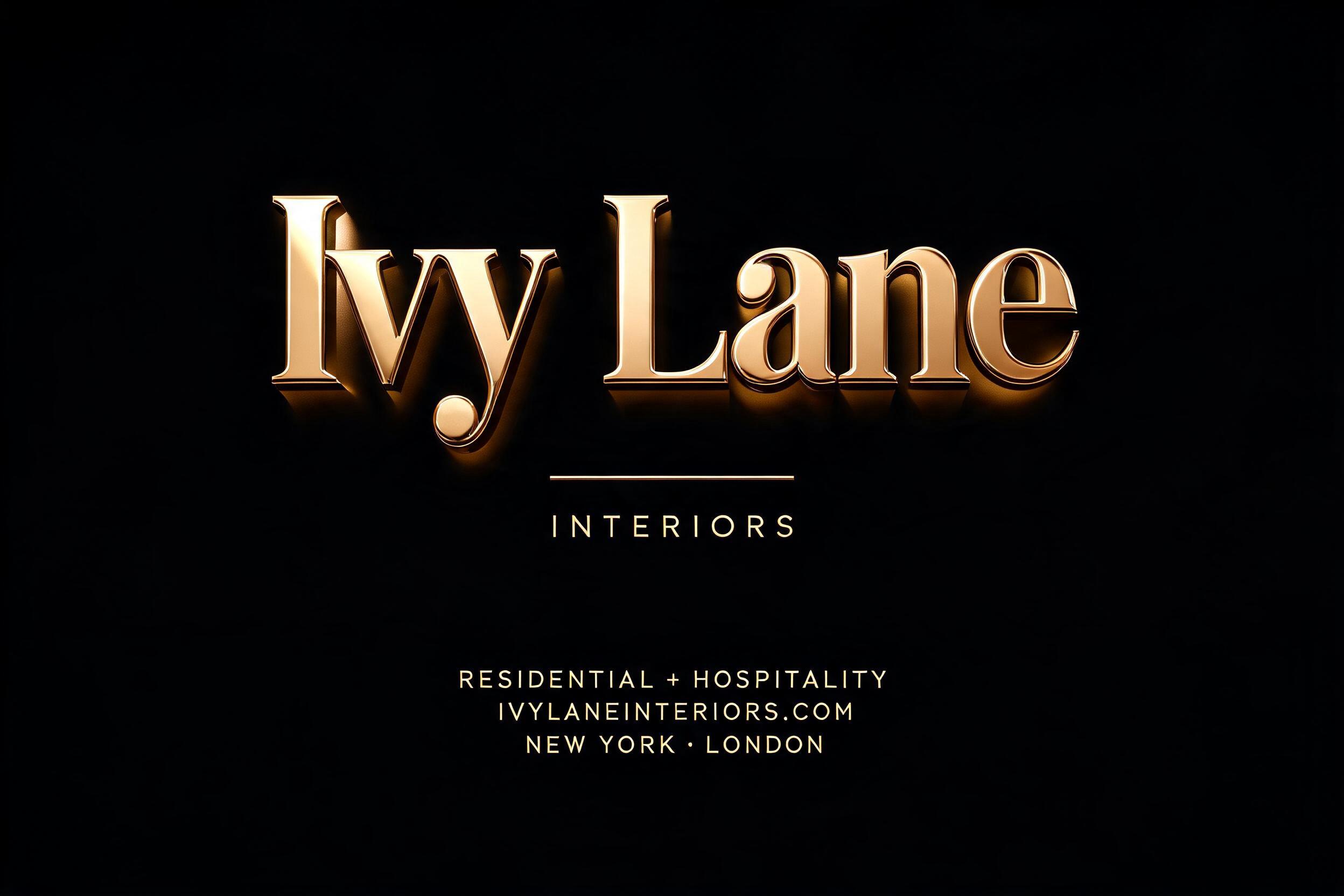 "Ivy Lane
INTERIORS
RESIDENTIAL + HOSPITALITY
IVYLANEINTERIORS.COM
NEW YORK · LONDON" — 3d Bold Gold | AI Text Effect Generator
