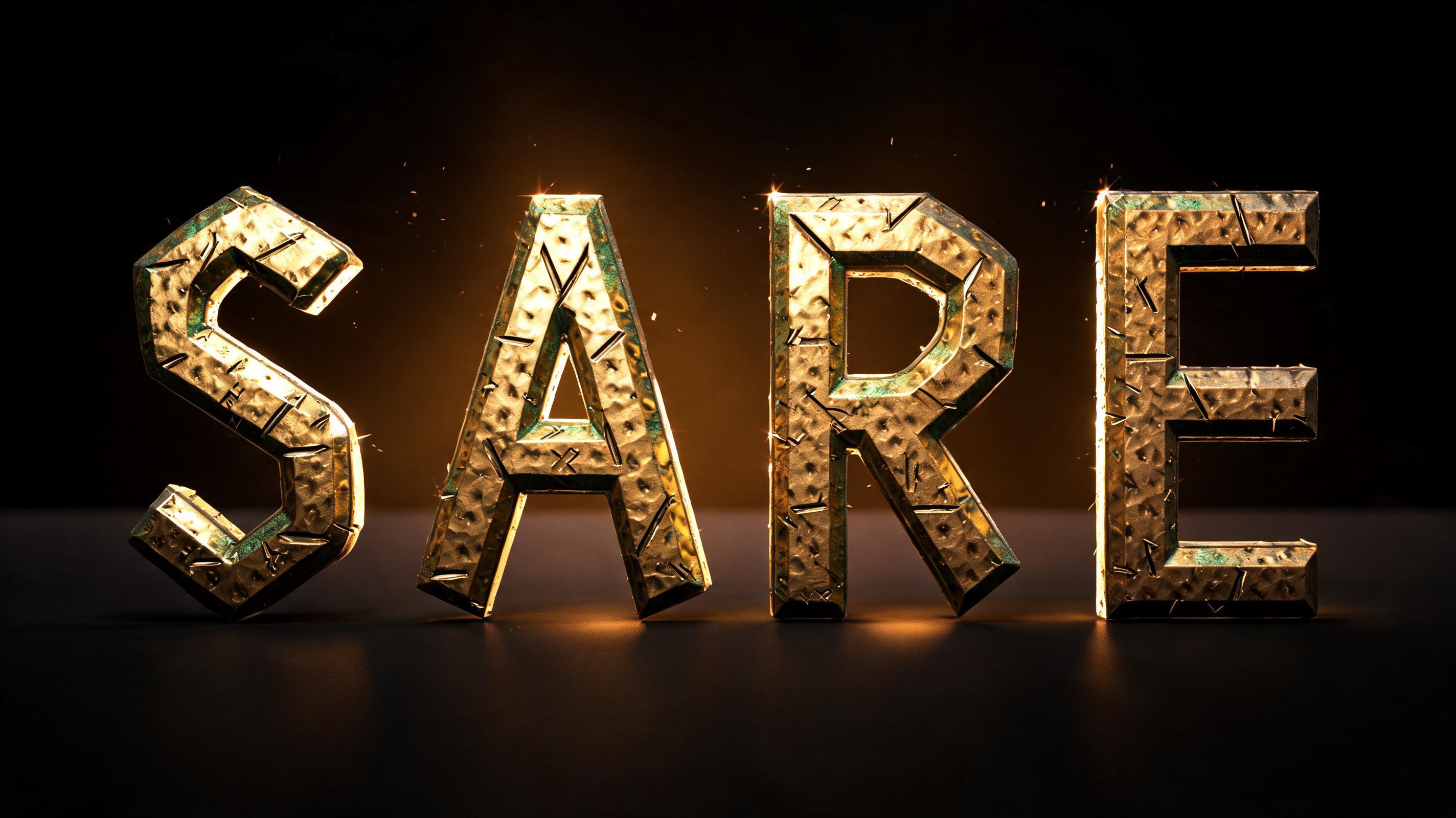 "SARE" — 3d Bold Gold | AI Text Effect Generator