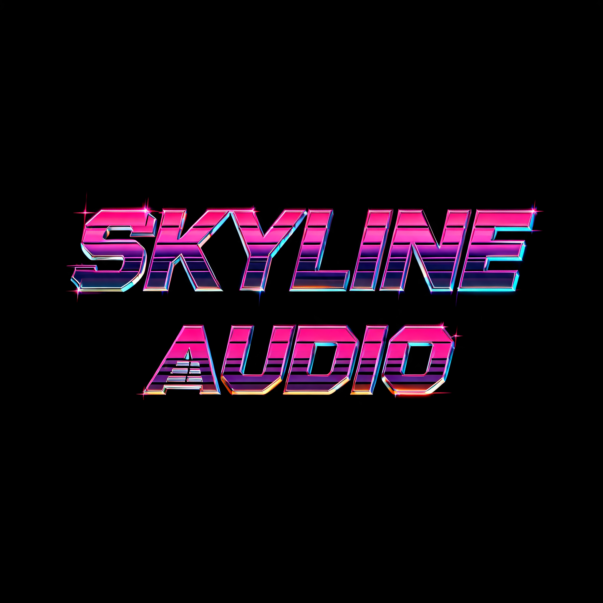 "SKYLINE
AUDIO" — 3d Bold Neon text effect