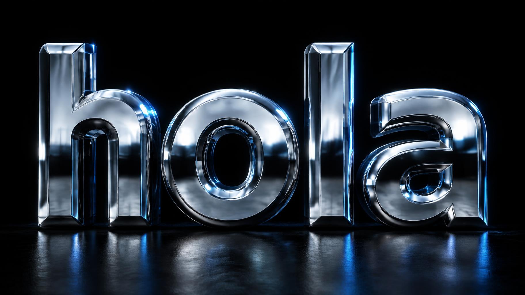 "hola" — Chrome Metal 3d | AI Text Effect Generator