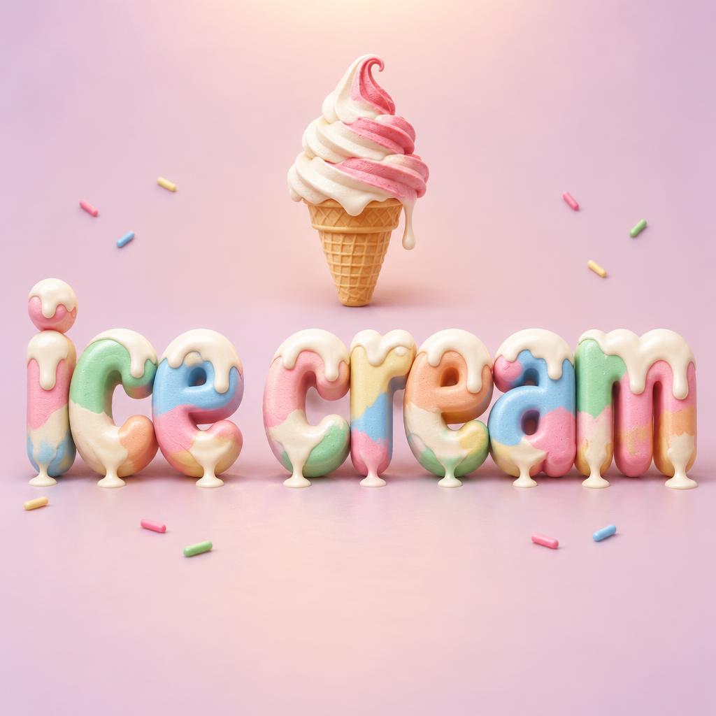 "ice cream" — Drip Font Ice text effect