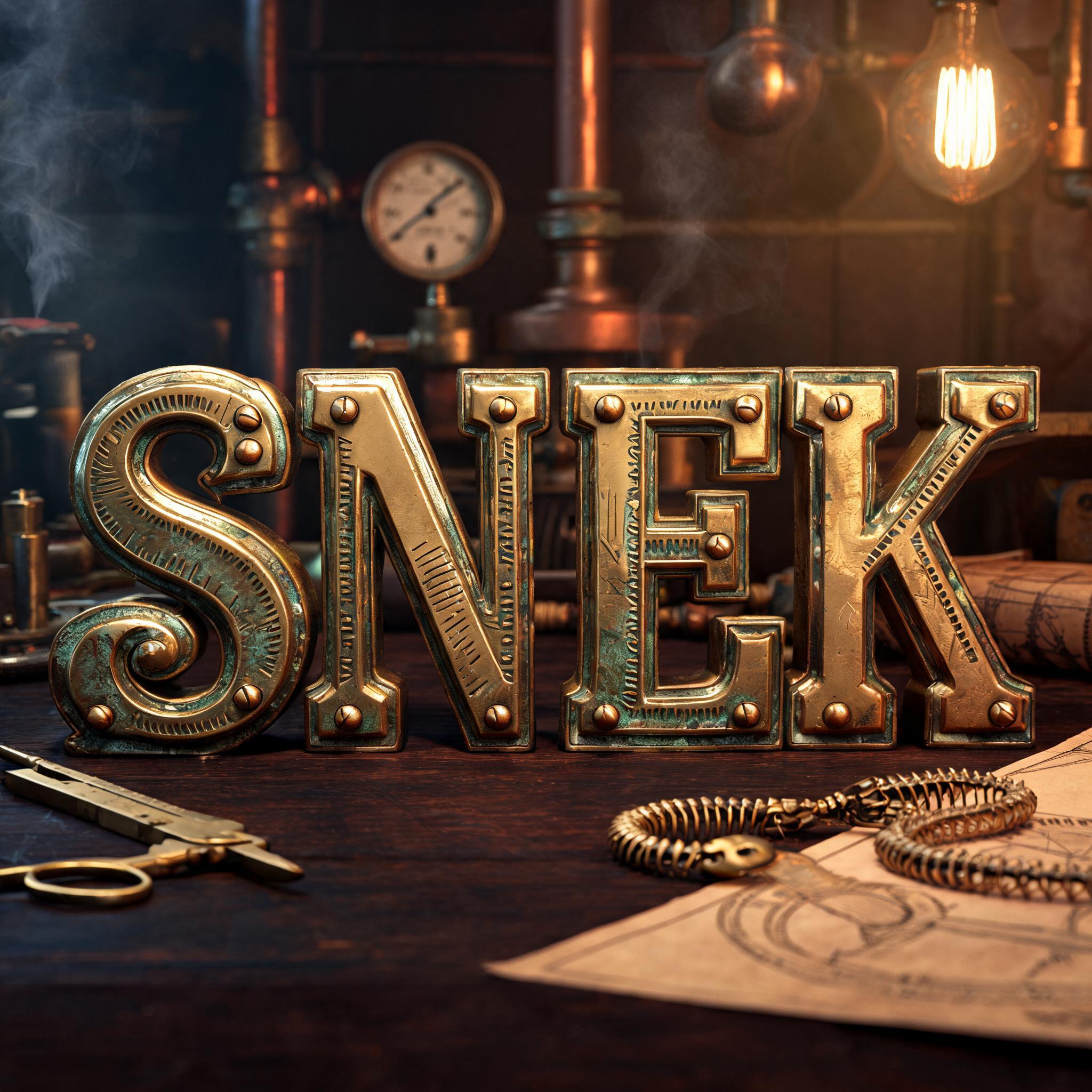 "Snek" — Steampunk | AI Text Effect Generator