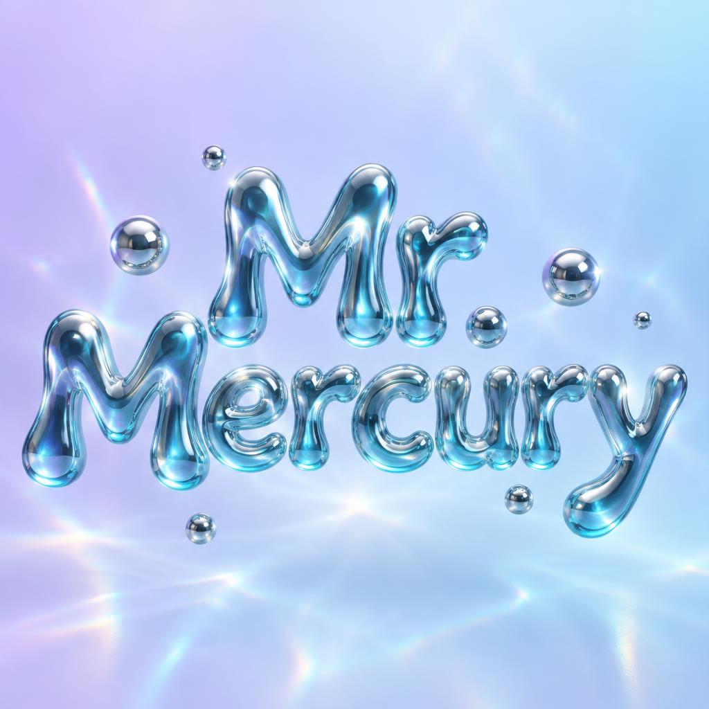 "Mr. Mercury" — Glass Liquid | AI Text Effect Generator