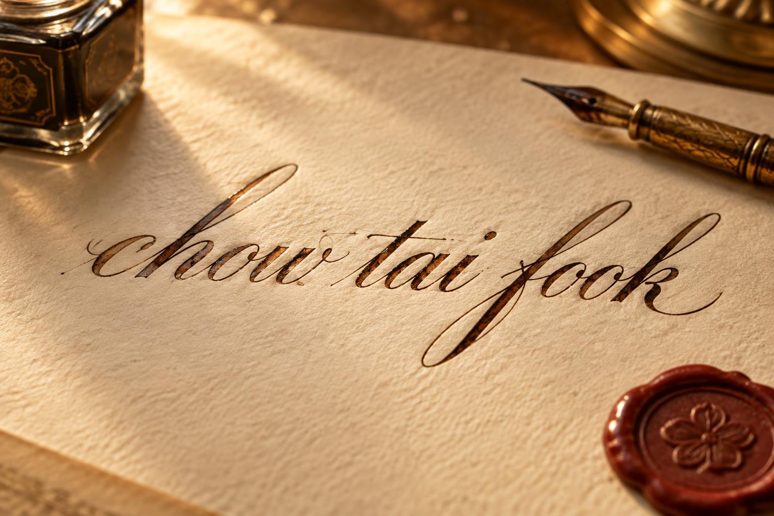 "chow tai fook" — Handwritten Script | AI Text Effect Generator